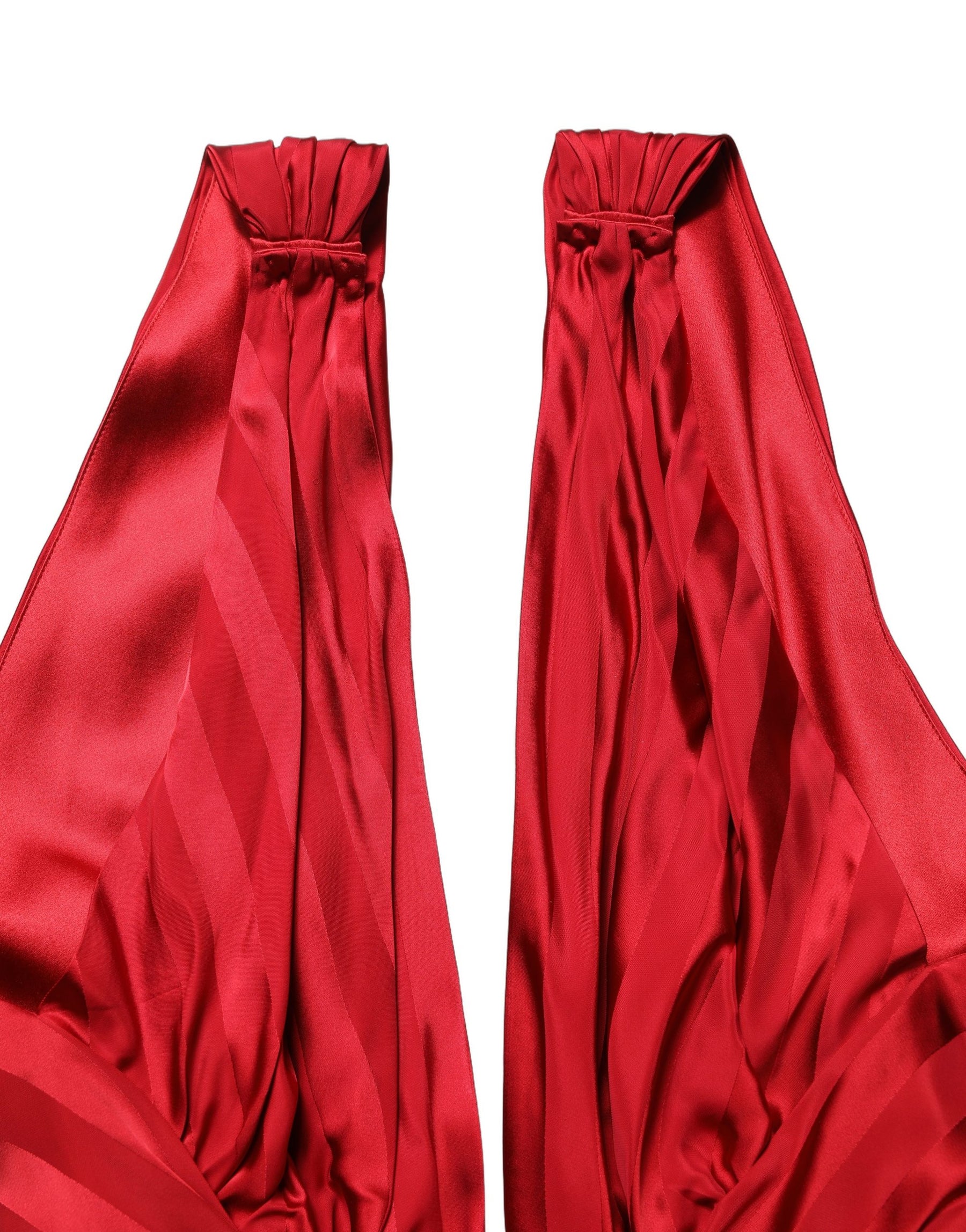 Dolce & Gabbana Red Plunging HalterNeck Draped Jumpsuit Dress | Regal Royce