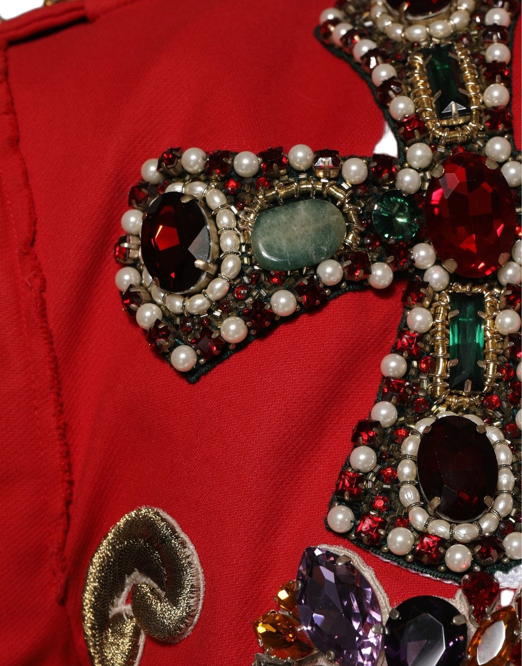 Dolce & Gabbana Multicolor Asymmetrical Ornate Jewel Cropped Jacket | Regal Royce