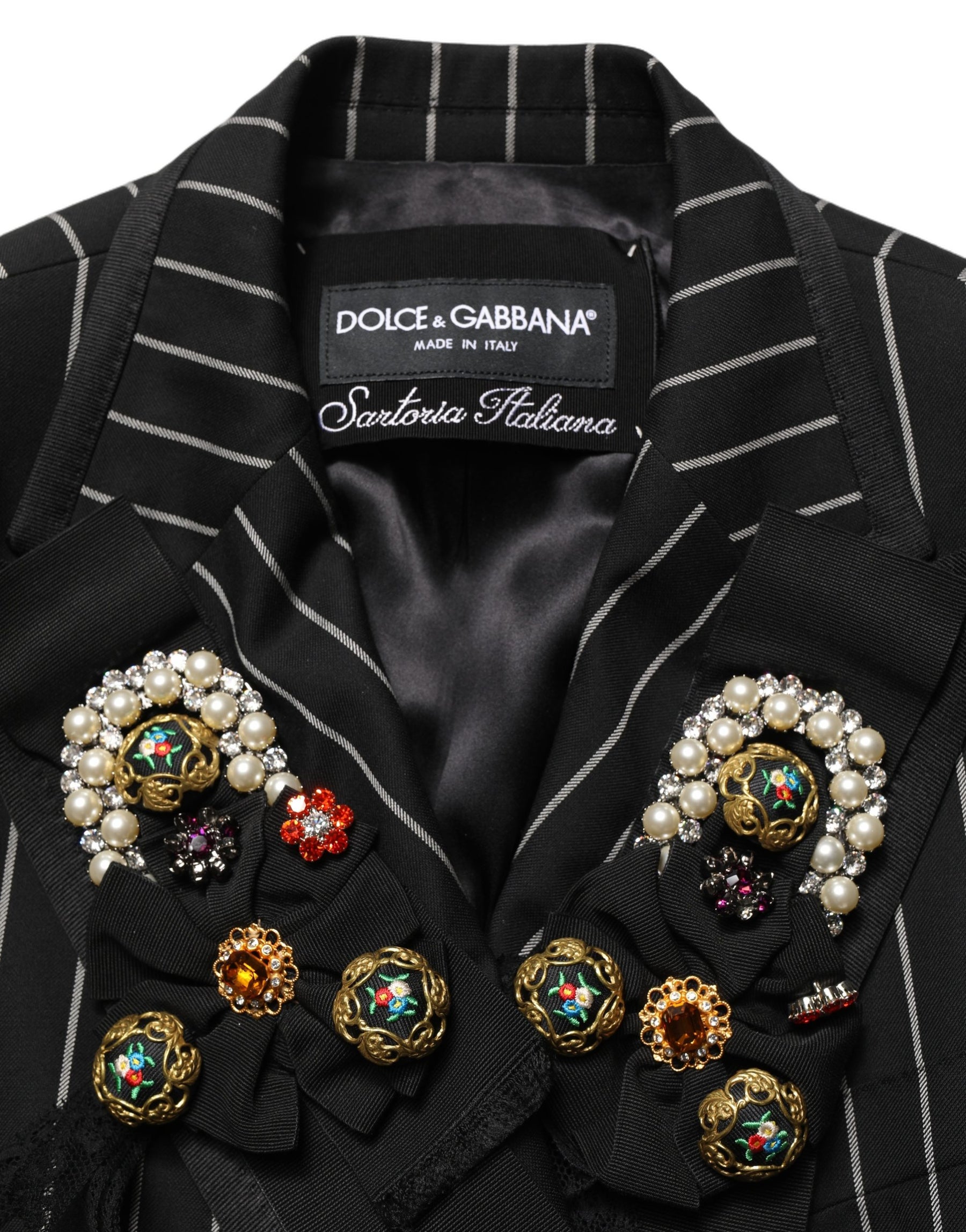 Dolce & Gabbana Black Stripe Double-Breasted Blazer Jacket | Regal Royce