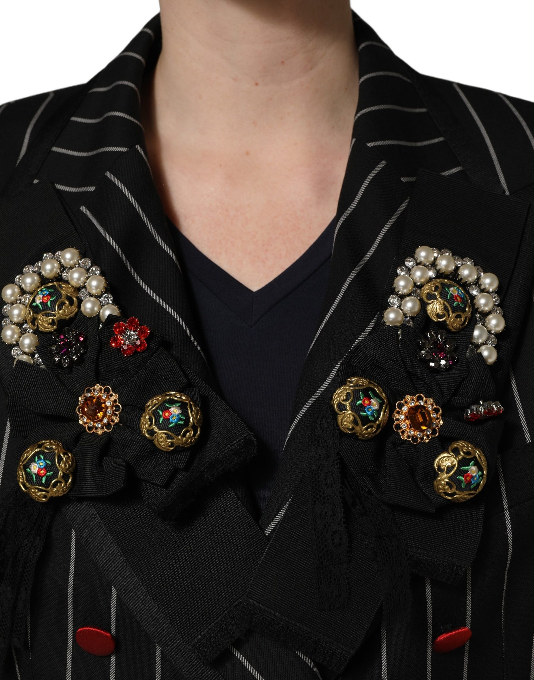 Dolce & Gabbana Black Stripe Double-Breasted Blazer Jacket | Regal Royce