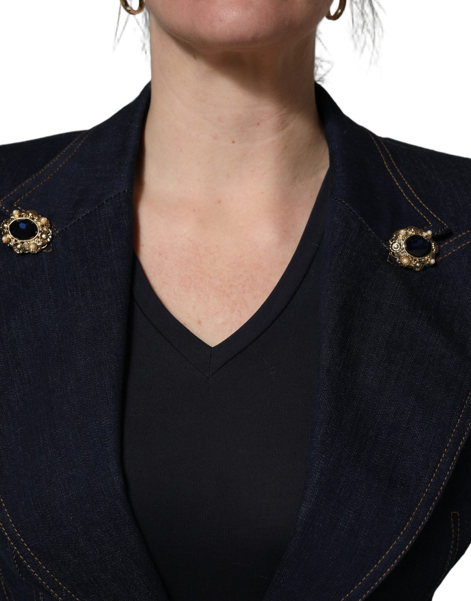 Dolce & Gabbana Blue Single-Breasted Denim Blazer Jacket | Regal Royce