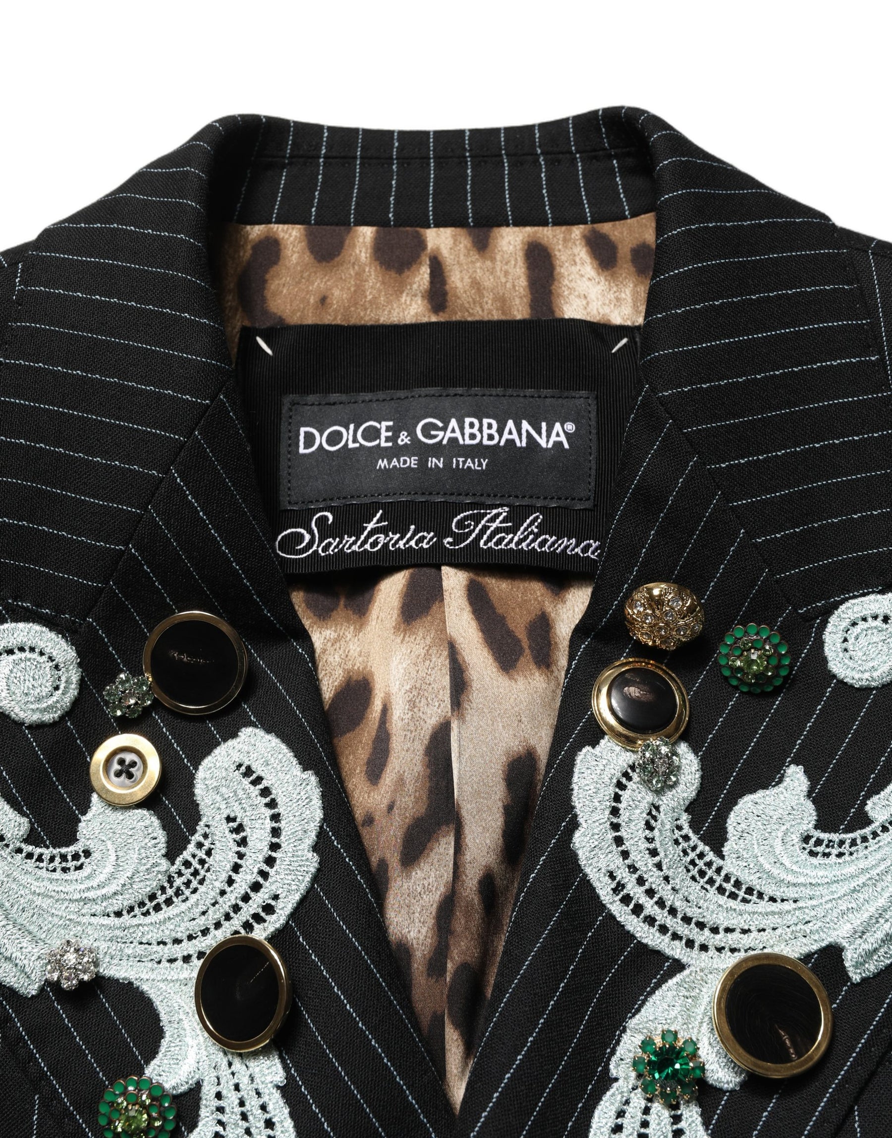 Dolce & Gabbana Black Stripe Double-Breasted Blazer Jacket | Regal Royce