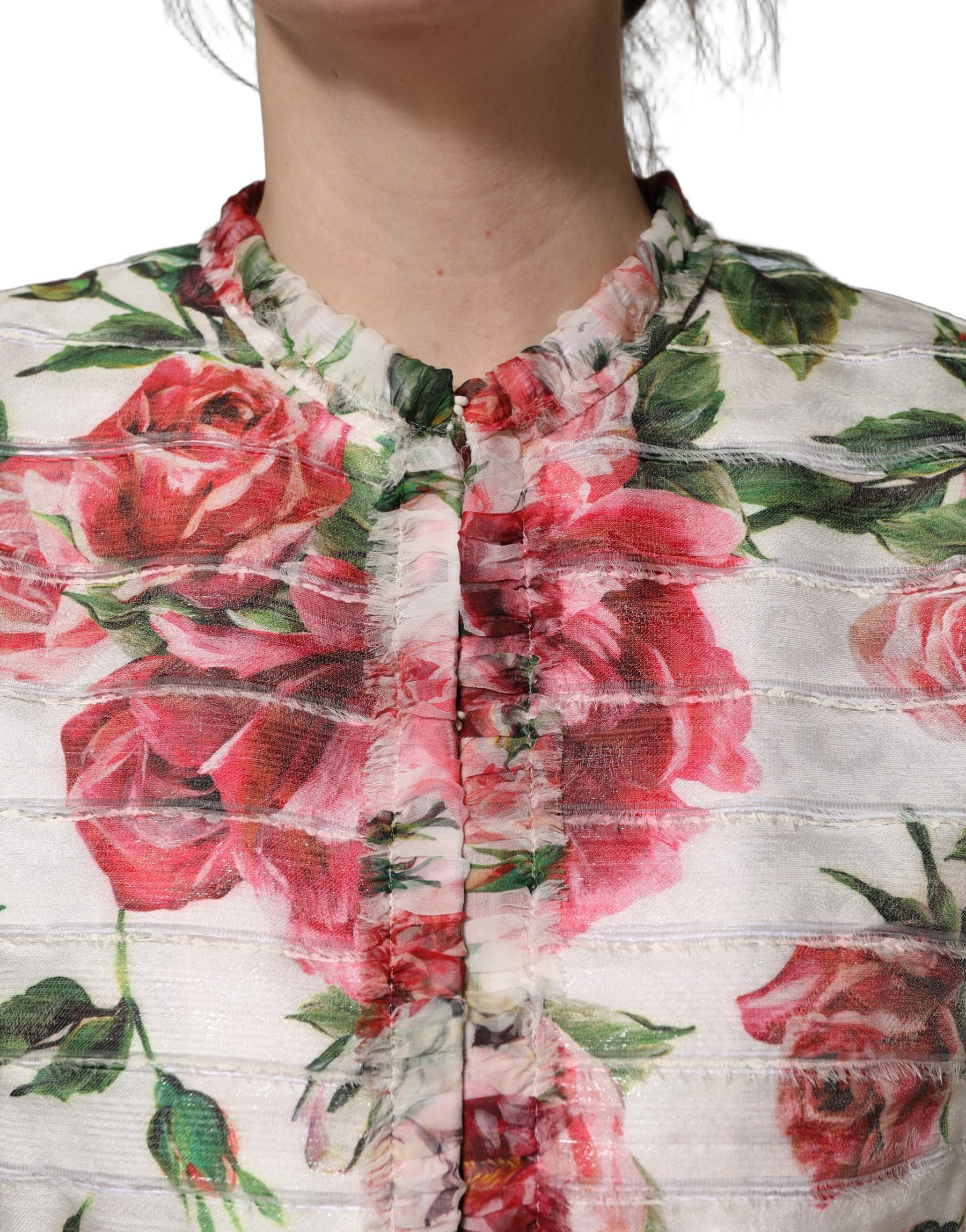 Dolce & Gabbana Multicolor Peony Print Polyester Coat Jacket | Regal Royce