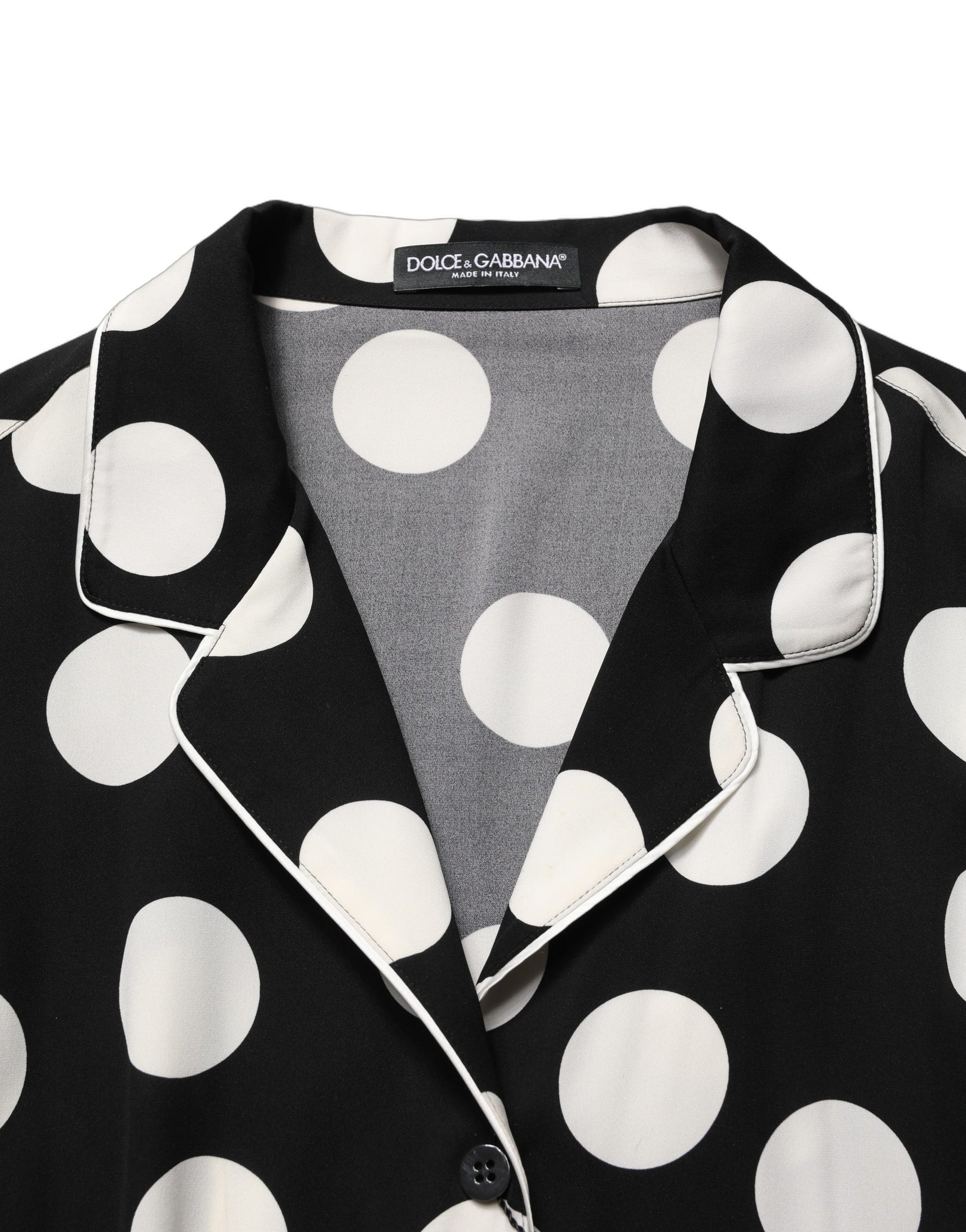 Dolce & Gabbana Black White Polka Dot Pajama 2 Piece Set Sleepwear | Regal Royce