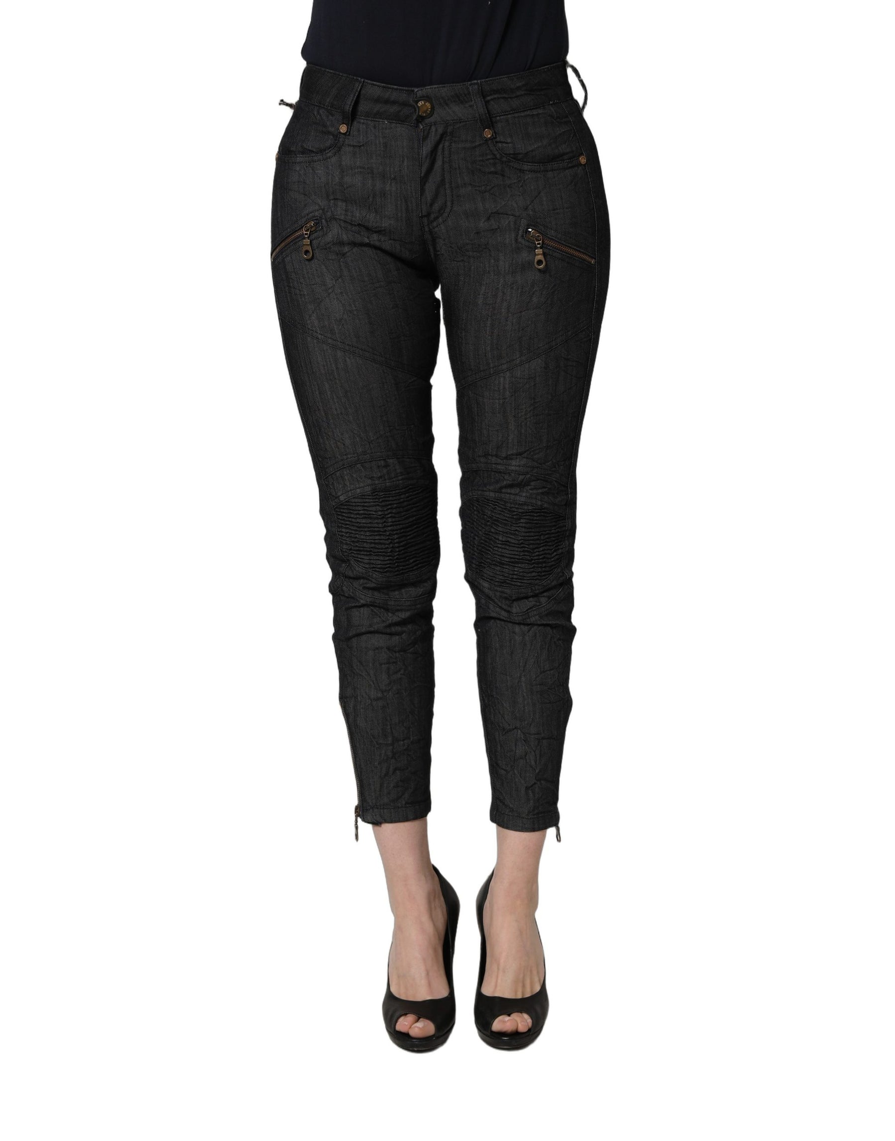 PLEIN SUD Black Cotton Mid Waist Skinny Denim Jeans | Regal Royce
