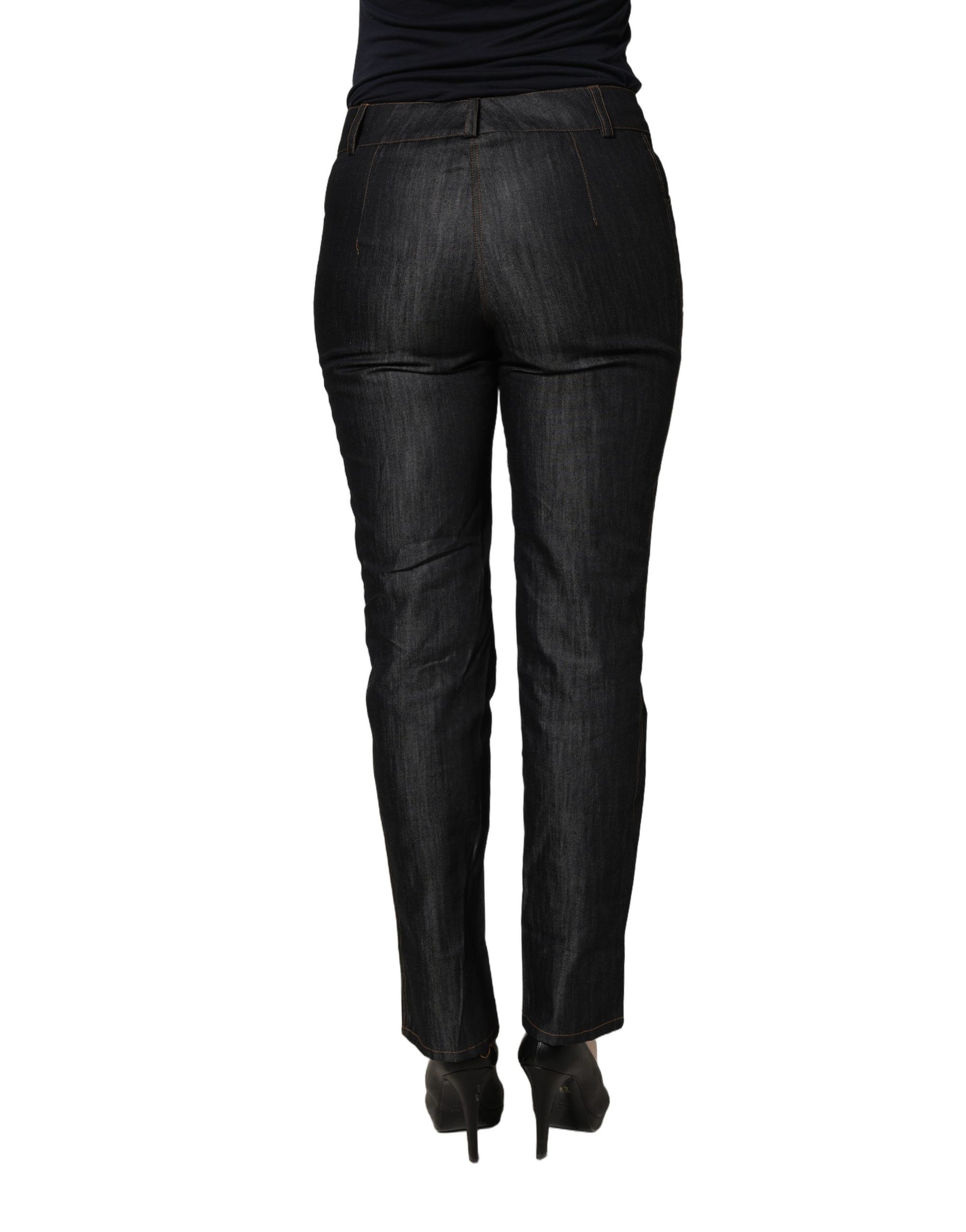 BENCIVENGA Black Cotton Mid Waist Skinny Denim Trouser Jeans | Regal Royce