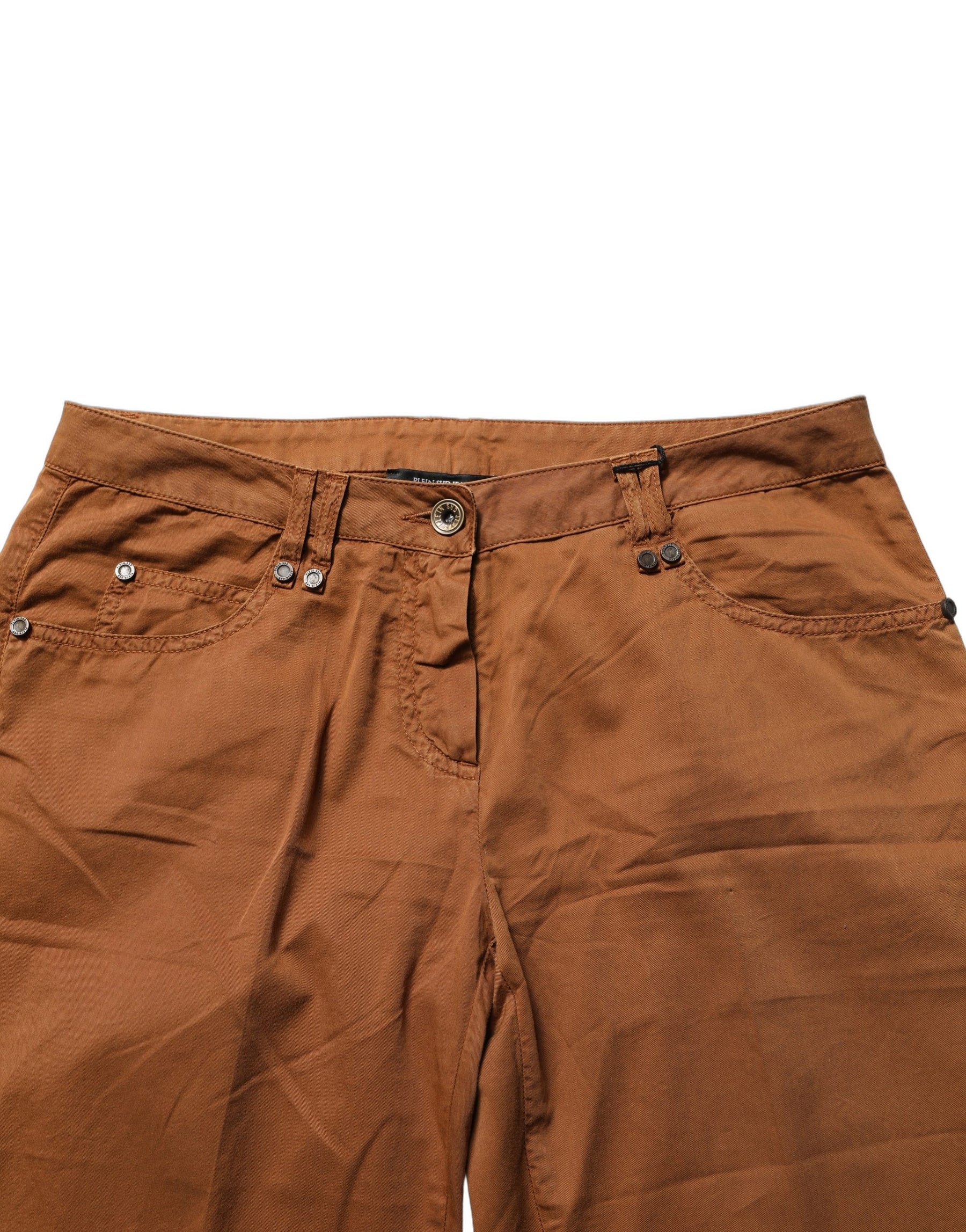 PLEIN SUD Brown Cotton Mid Waist Skinny Chino Pants | Regal Royce