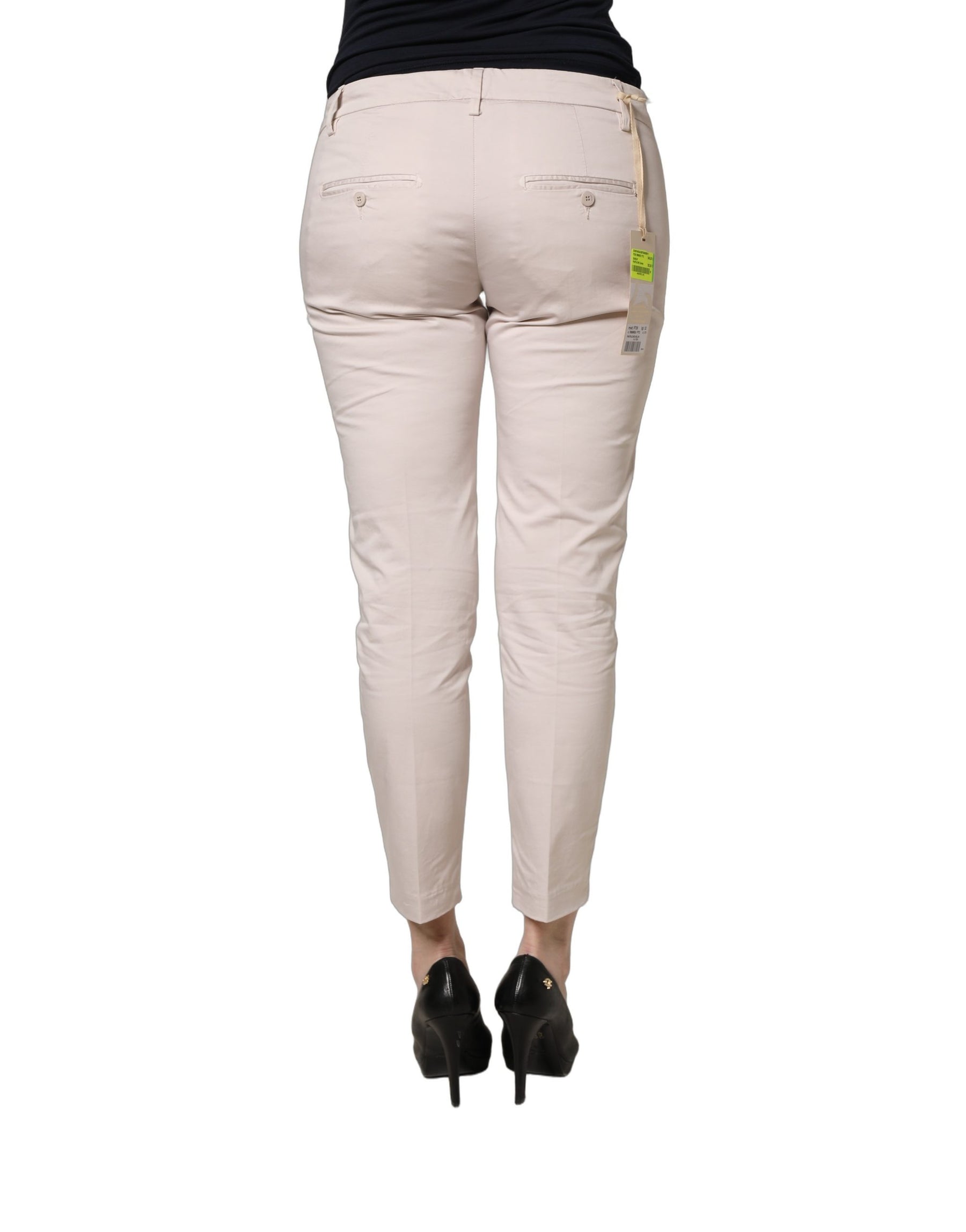 Versace Jeans Couture Beige Low Waist Tapered Women Cropped Trousers Pants | Regal Royce