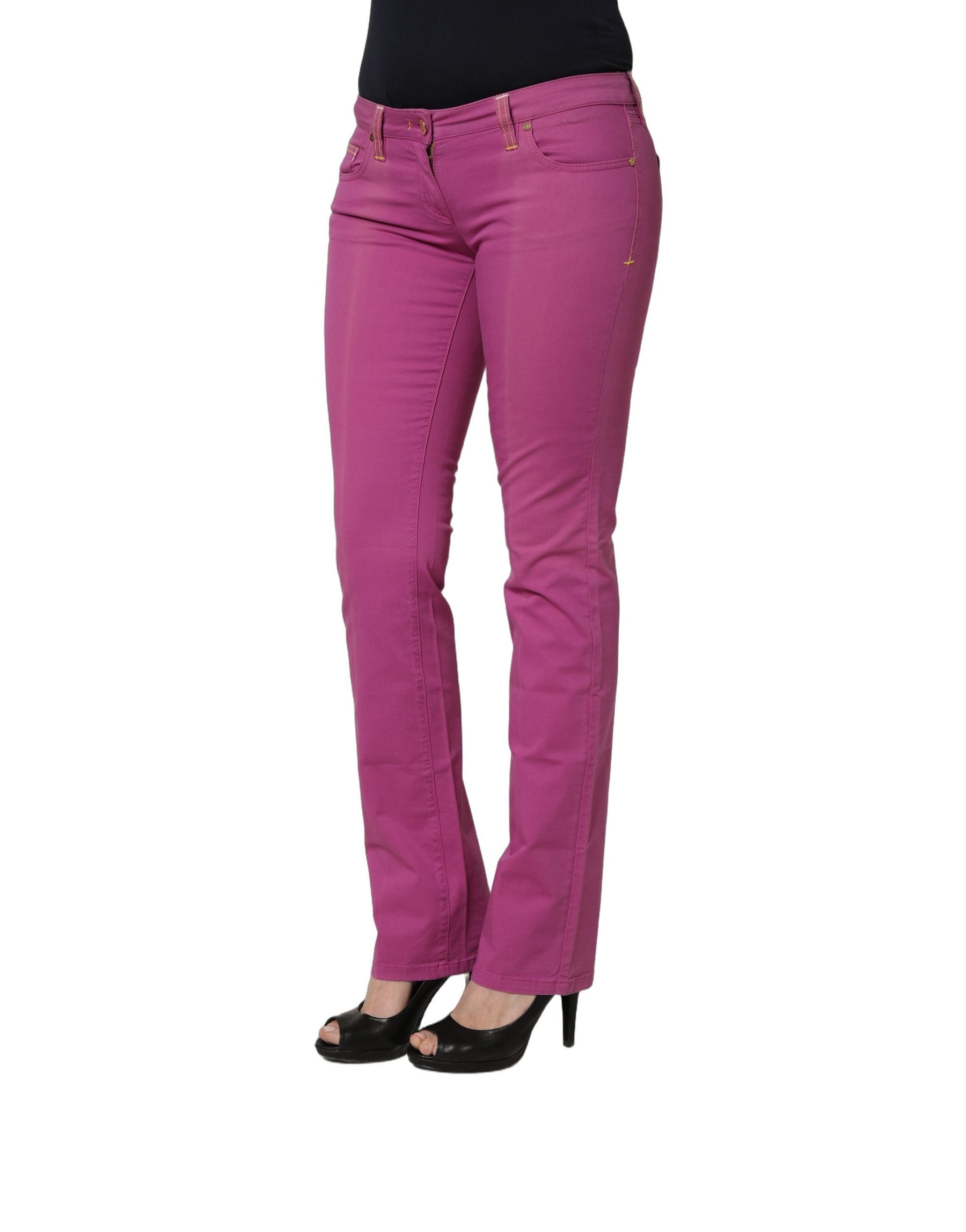 Alviero Martini Prima Classe Purple Cotton Slim Fit Denim Trouser Jeans | Regal Royce