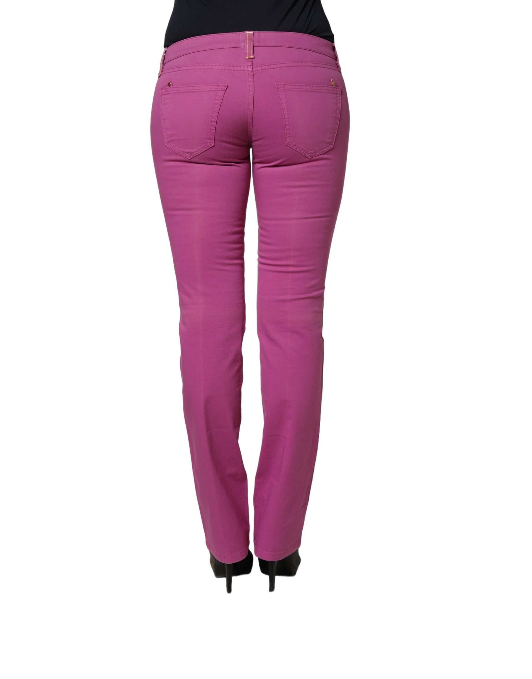 Alviero Martini Prima Classe Purple Cotton Slim Fit Denim Trouser Jeans | Regal Royce