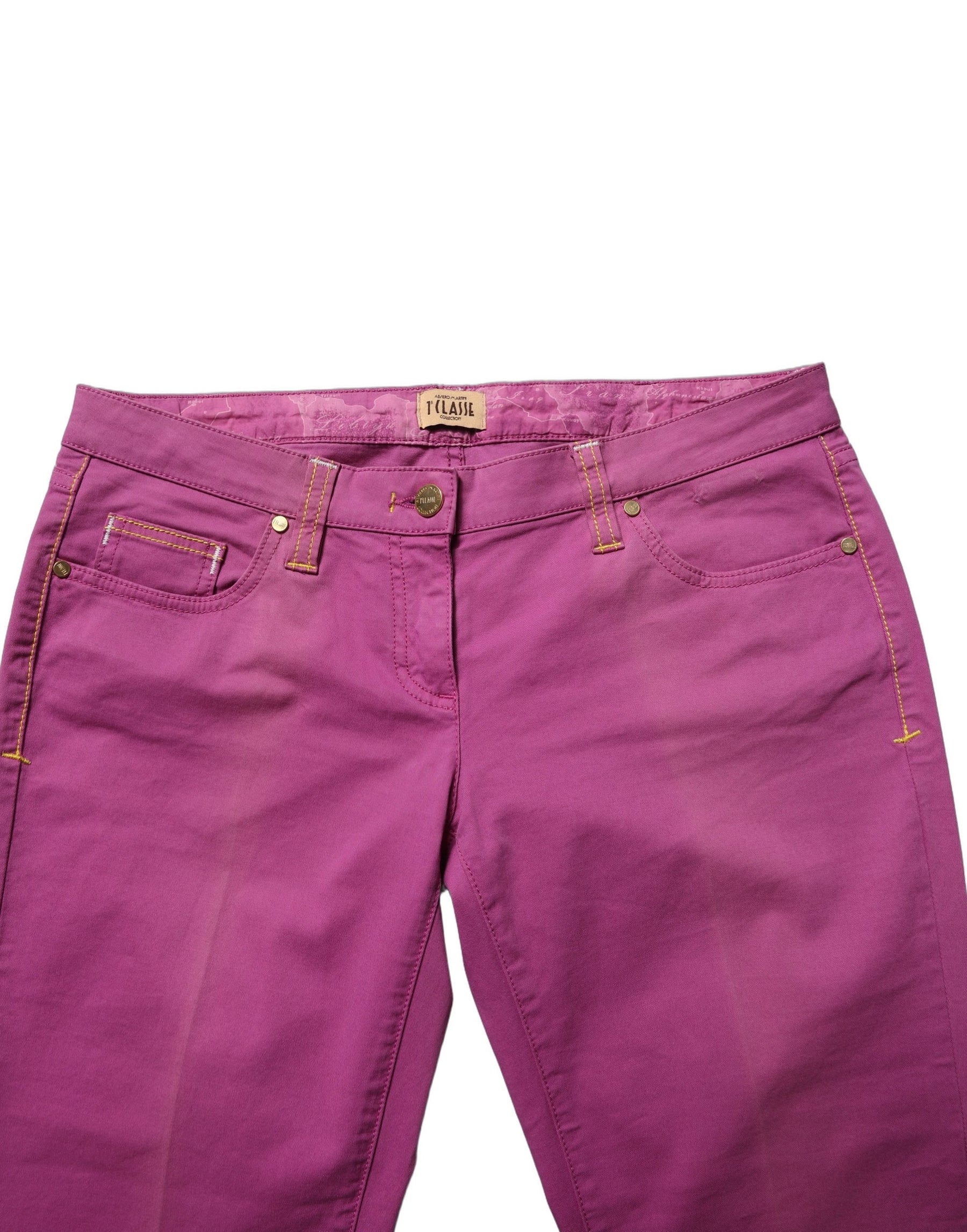 Alviero Martini Prima Classe Purple Cotton Slim Fit Denim Trouser Jeans | Regal Royce