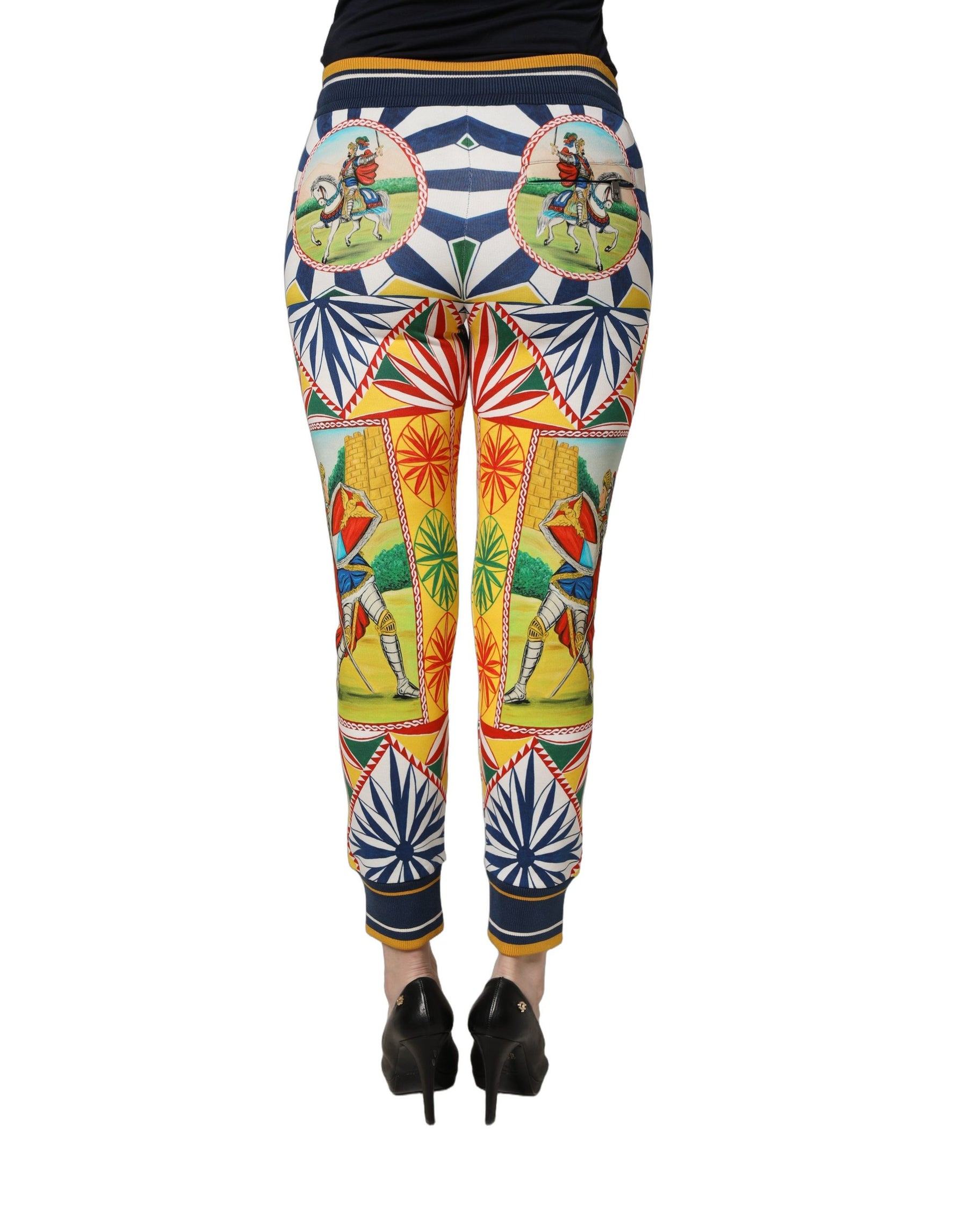 Dolce & Gabbana Multicolor Siciliano Saretto Joggers Pants | Regal Royce