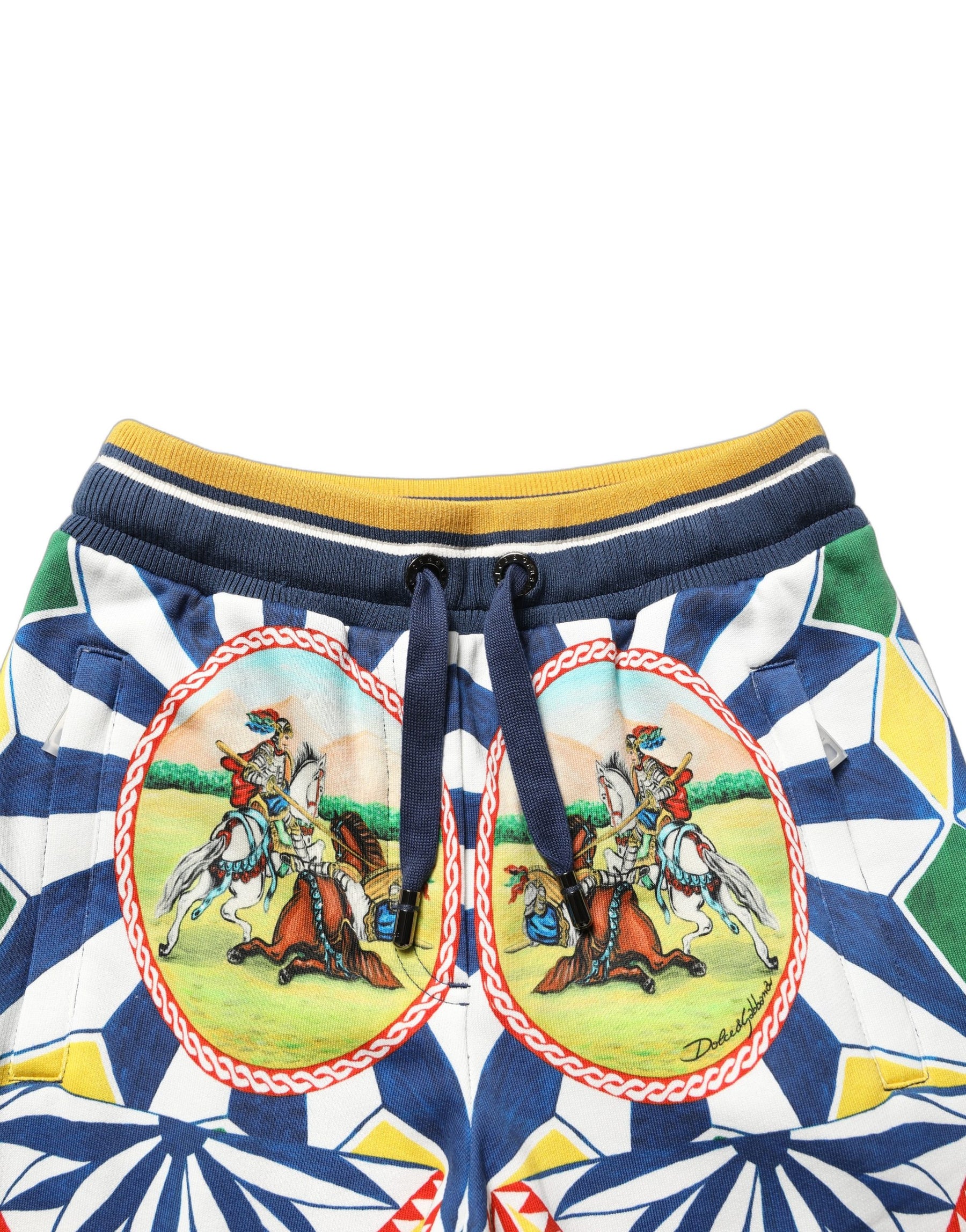 Dolce & Gabbana Multicolor Siciliano Saretto Joggers Pants | Regal Royce