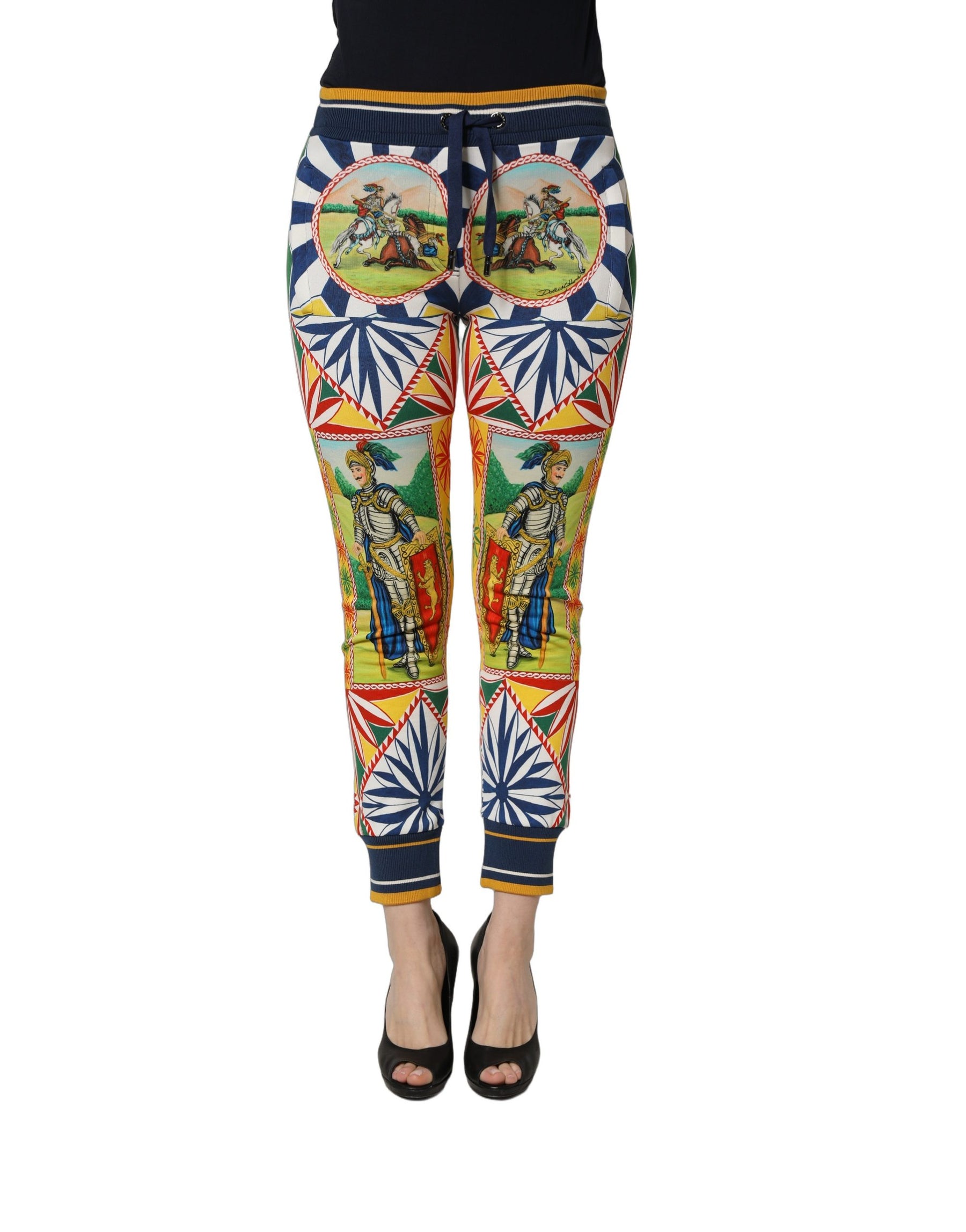 Dolce & Gabbana Multicolor Siciliano Saretto Joggers Pants | Regal Royce