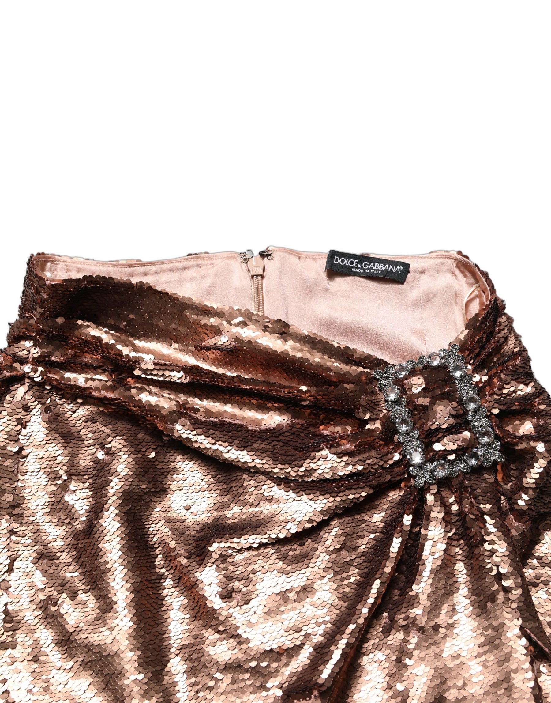 Dolce & Gabbana Rose Gold Embellished Sequinned Maxi Skirt | Regal Royce