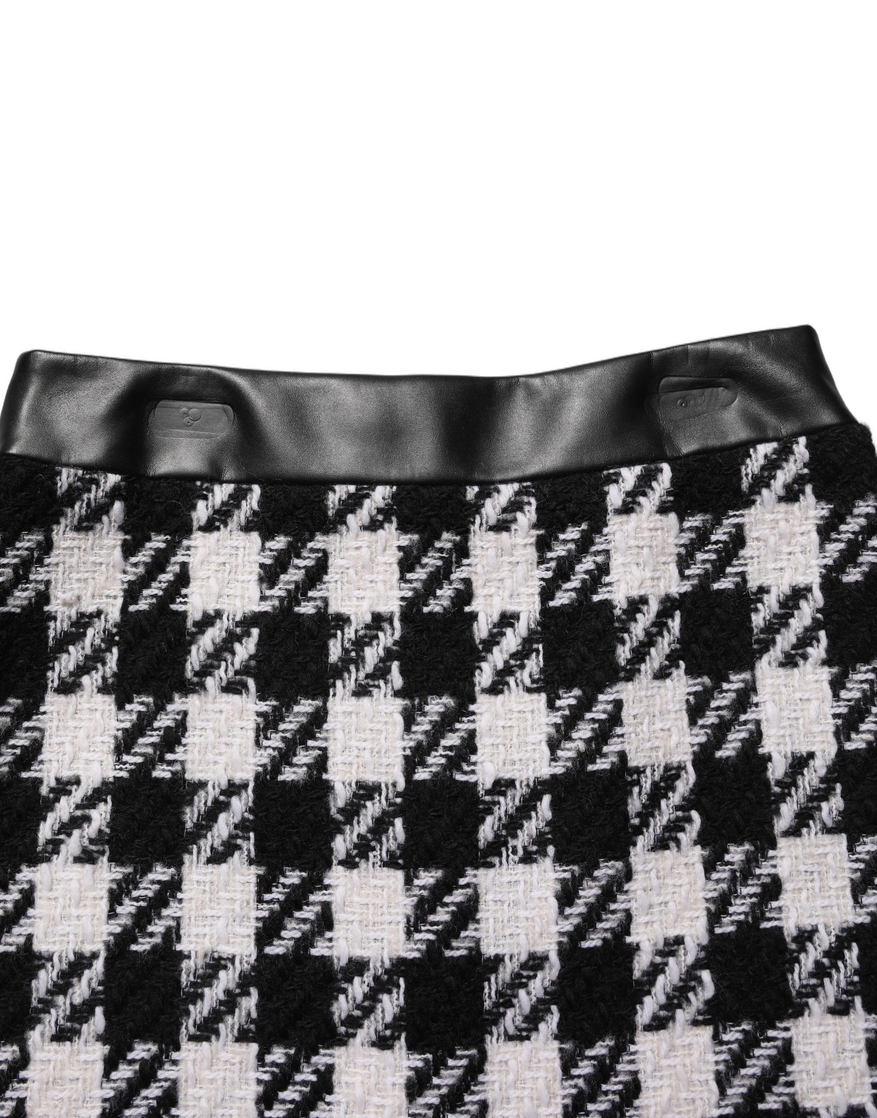 Dolce & Gabbana Black White Tweed Houndstooth Mini Skirt | Regal Royce