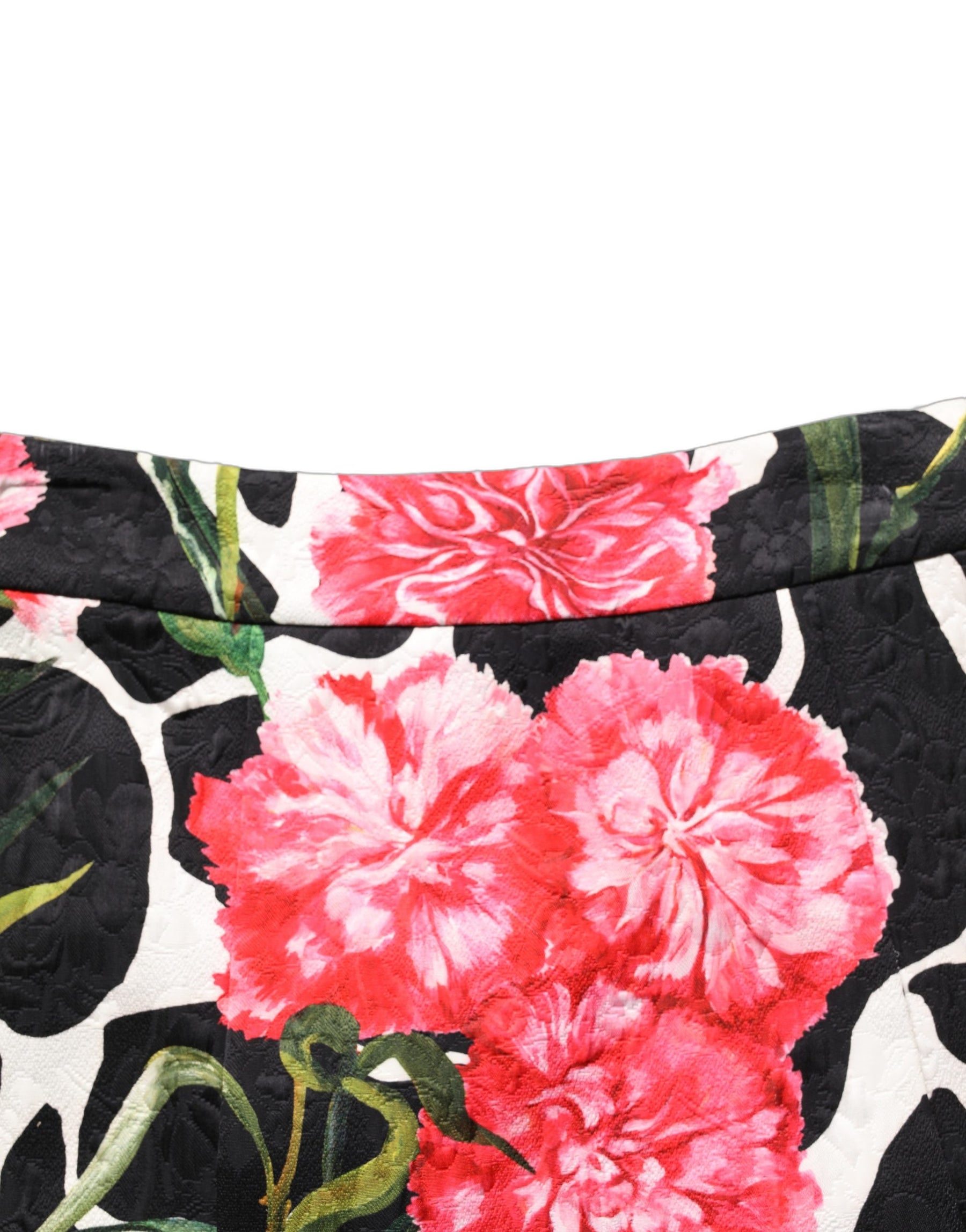 Dolce & Gabbana Black Pink Carnation Floral Print Jacquard Mini Skirt | Regal Royce
