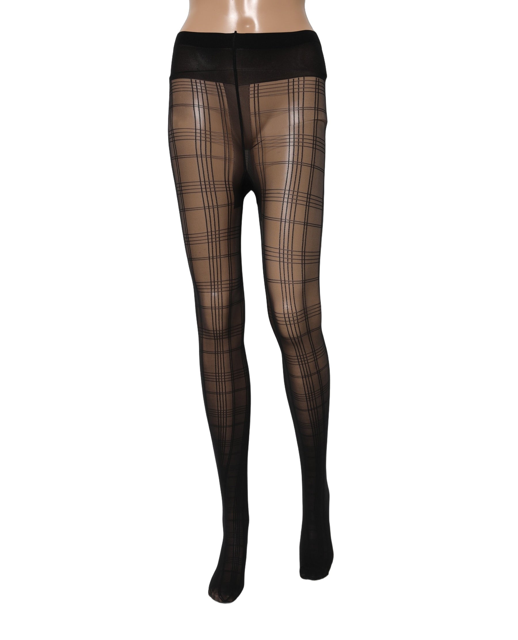 Dolce & Gabbana Black Nylon Tartan Pattern Tights Stockings Socks | Regal Royce