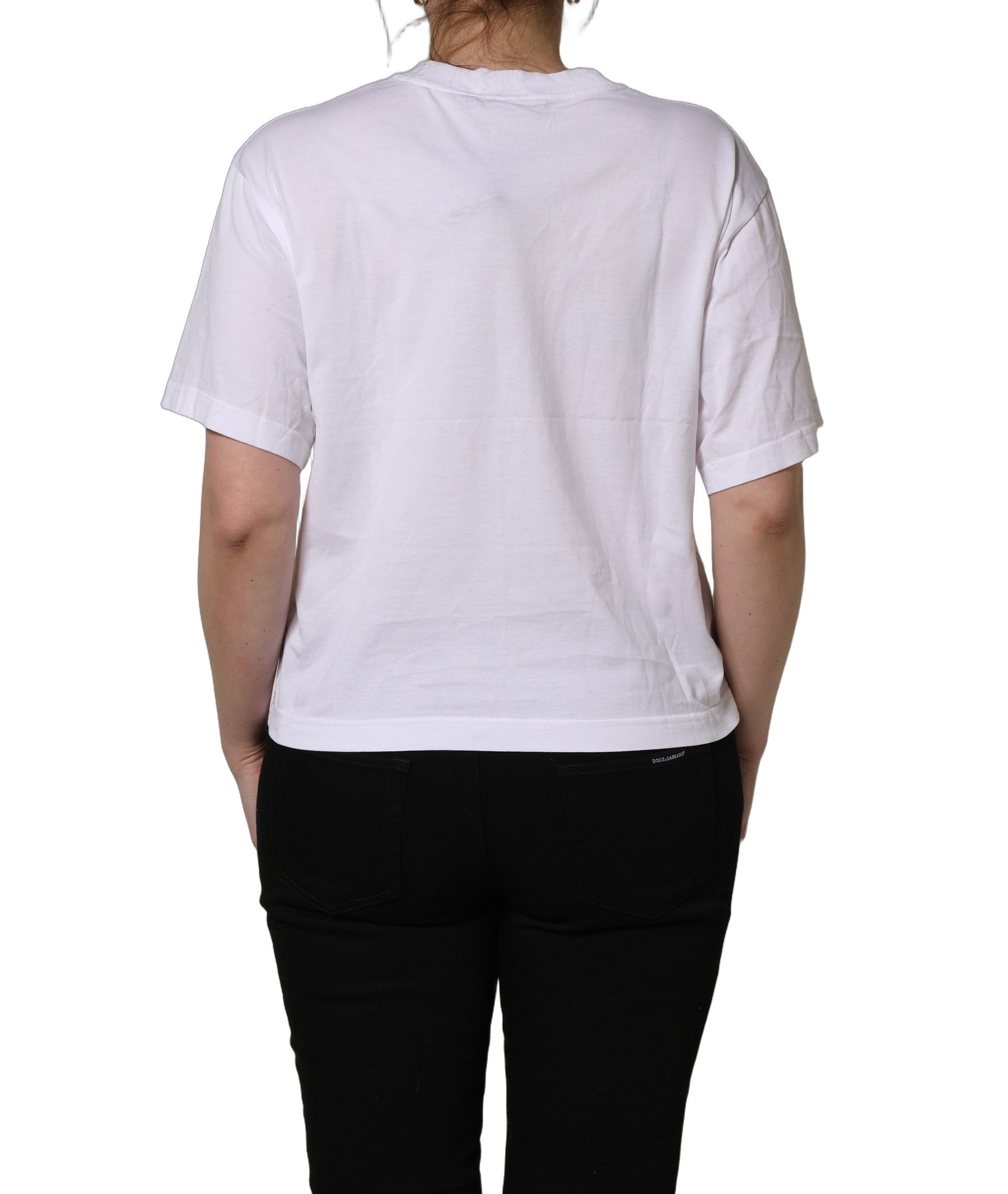Dolce & Gabbana White I Love Supermodel Cotton Crew Neck T-shirt | Regal Royce