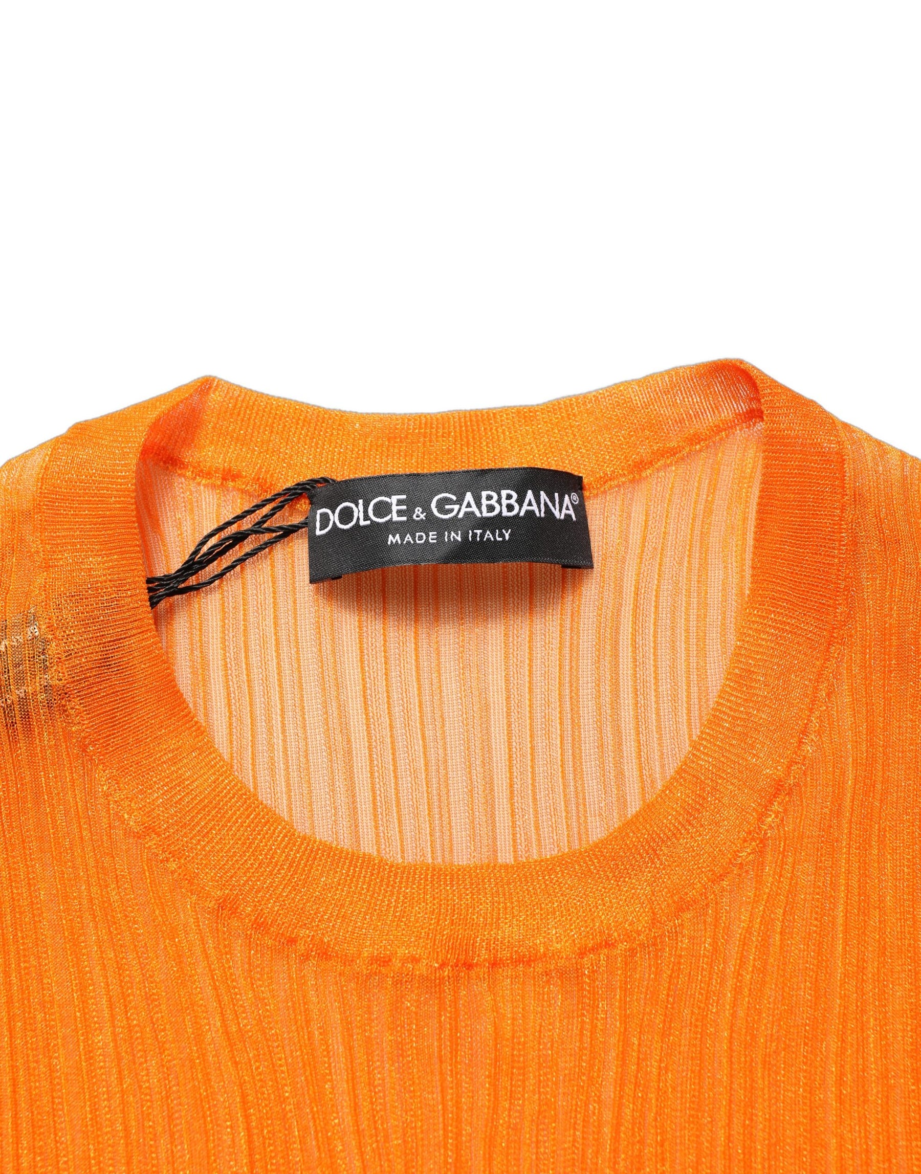 Dolce & Gabbana Orange See Through Crew Neck Blouse Tank Top | Regal Royce