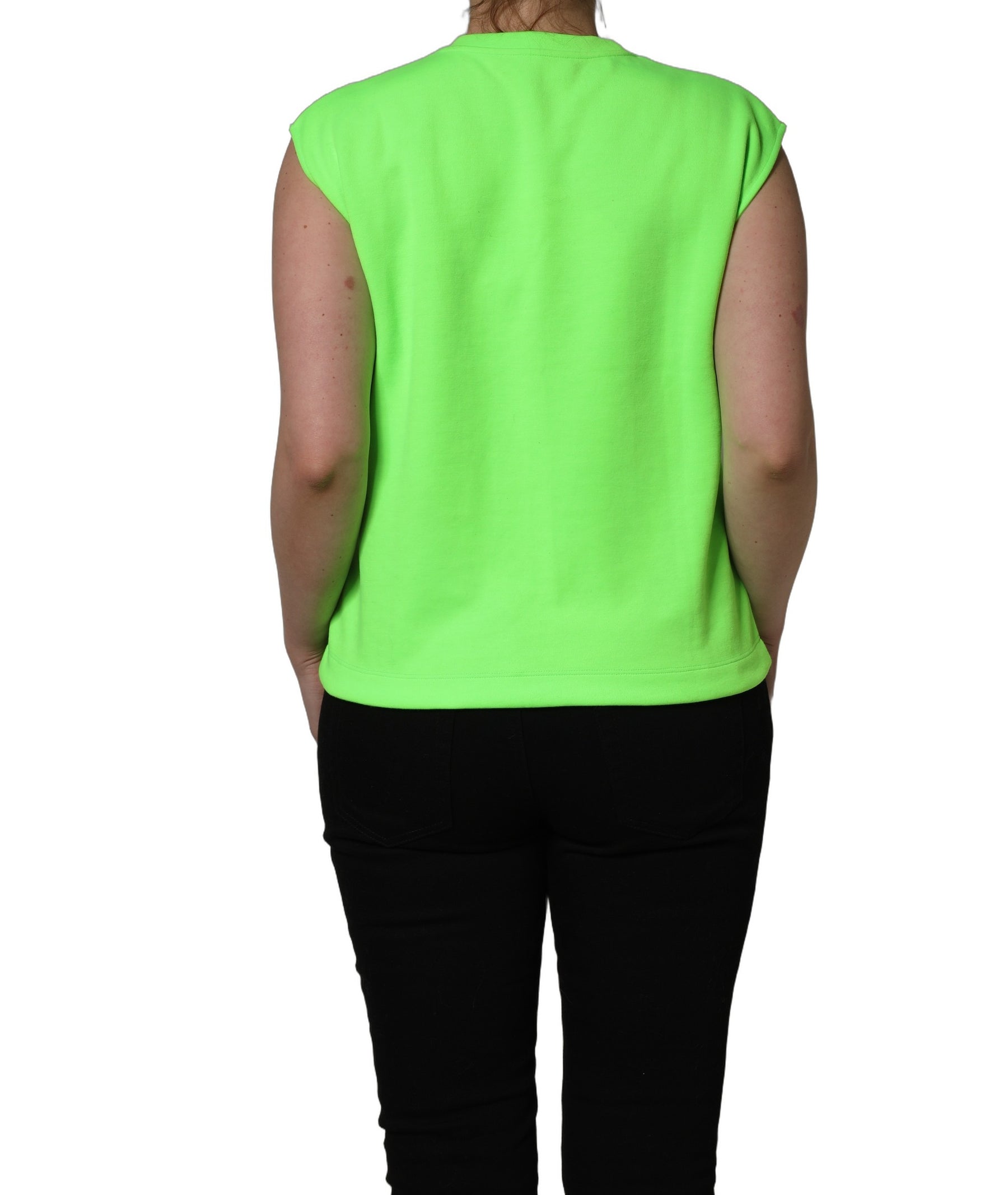 Dolce & Gabbana Neon Green DG Sequined Sleeveless Jersey Top | Regal Royce