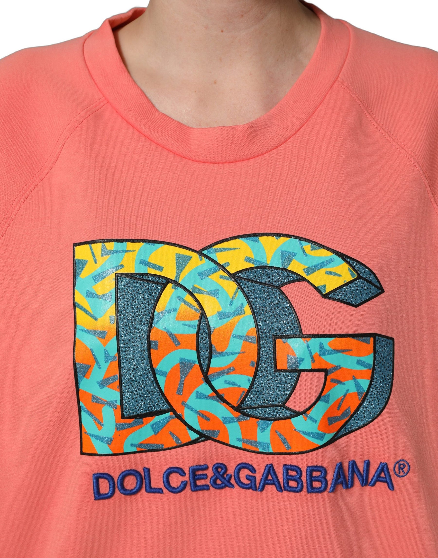 Dolce & Gabbana Pink Graphic Crew Neck Cropped Sweatshirt Sweater | Regal Royce