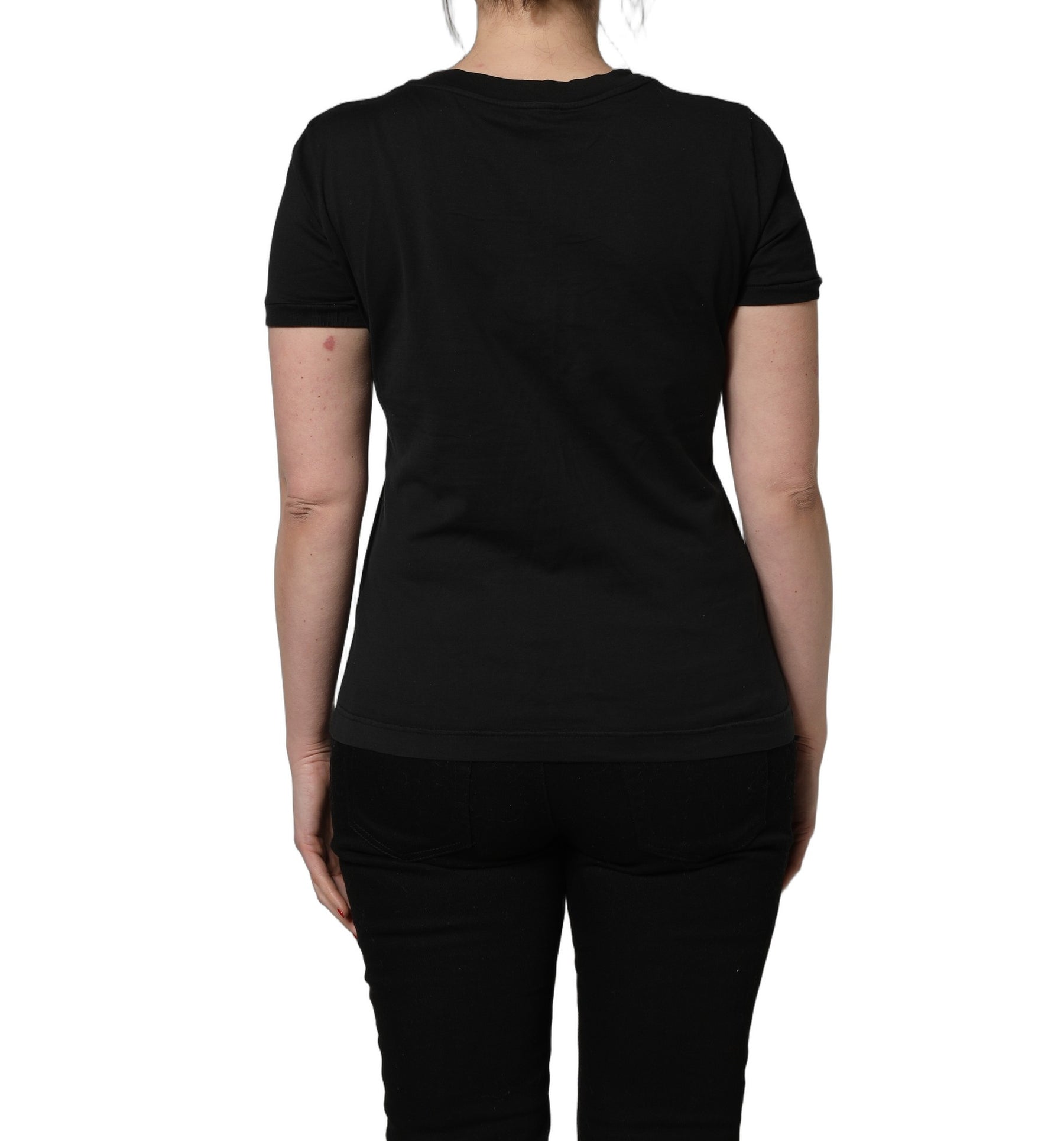 Dolce & Gabbana Black Cotton Short-Sleeve Crew Neck T-shirt | Regal Royce