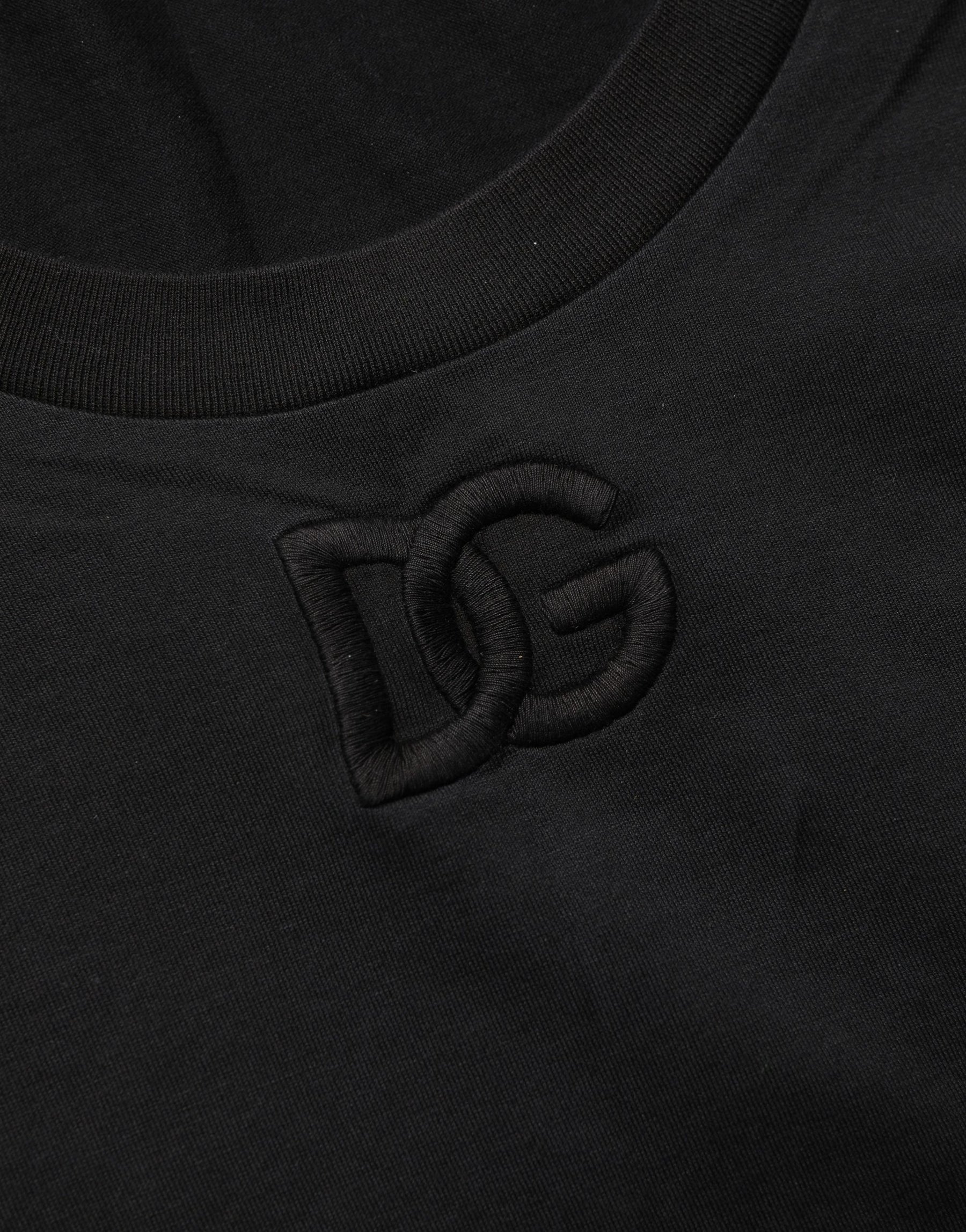 Dolce & Gabbana Black Cotton Short-Sleeve Crew Neck T-shirt | Regal Royce