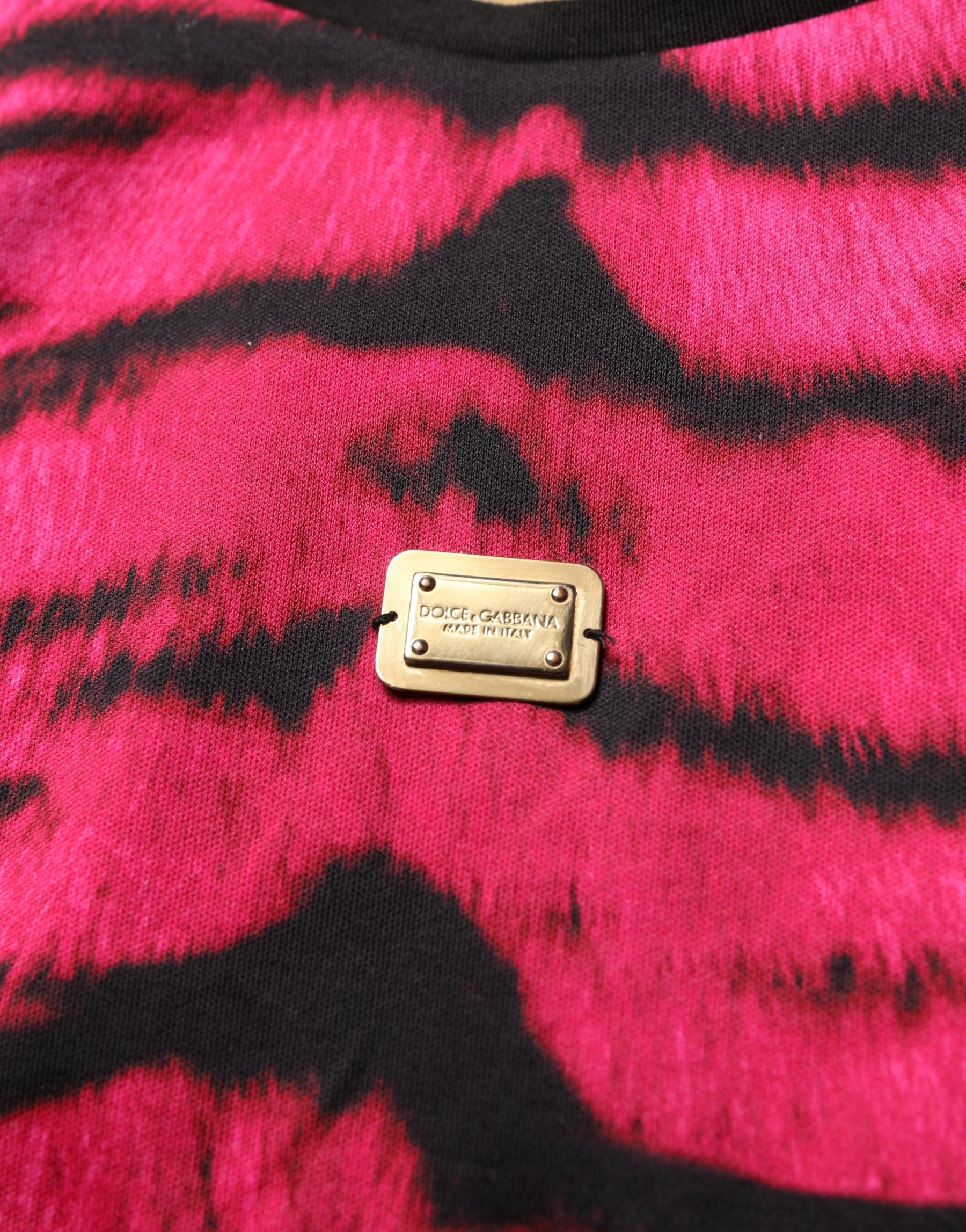 Dolce & Gabbana Pink Zebra Sleeveless Crew Neck Cropped T-shirt | Regal Royce