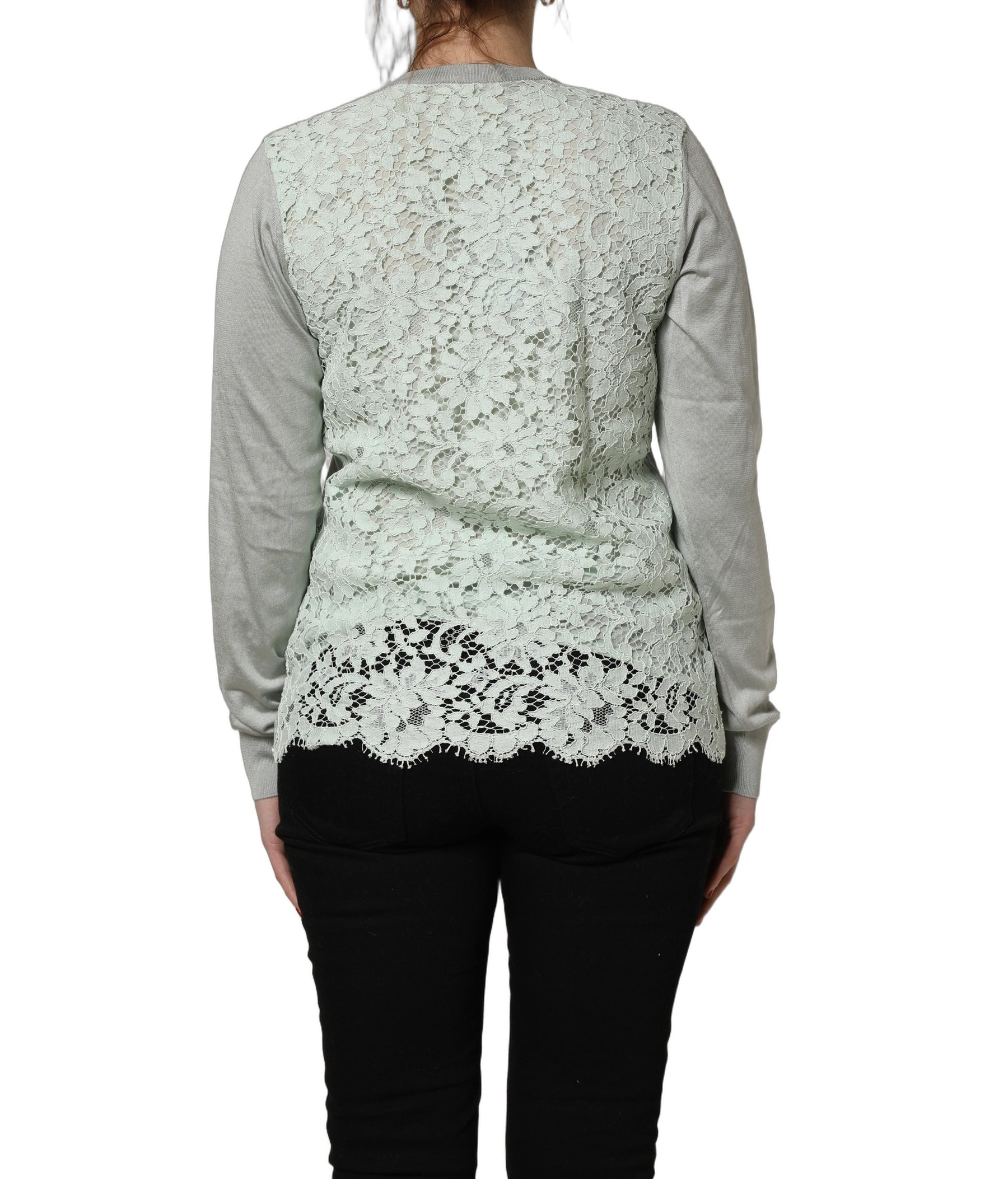 Dolce & Gabbana Green Button Down Silk Long Sleeve Cardigan Sweater | Regal Royce