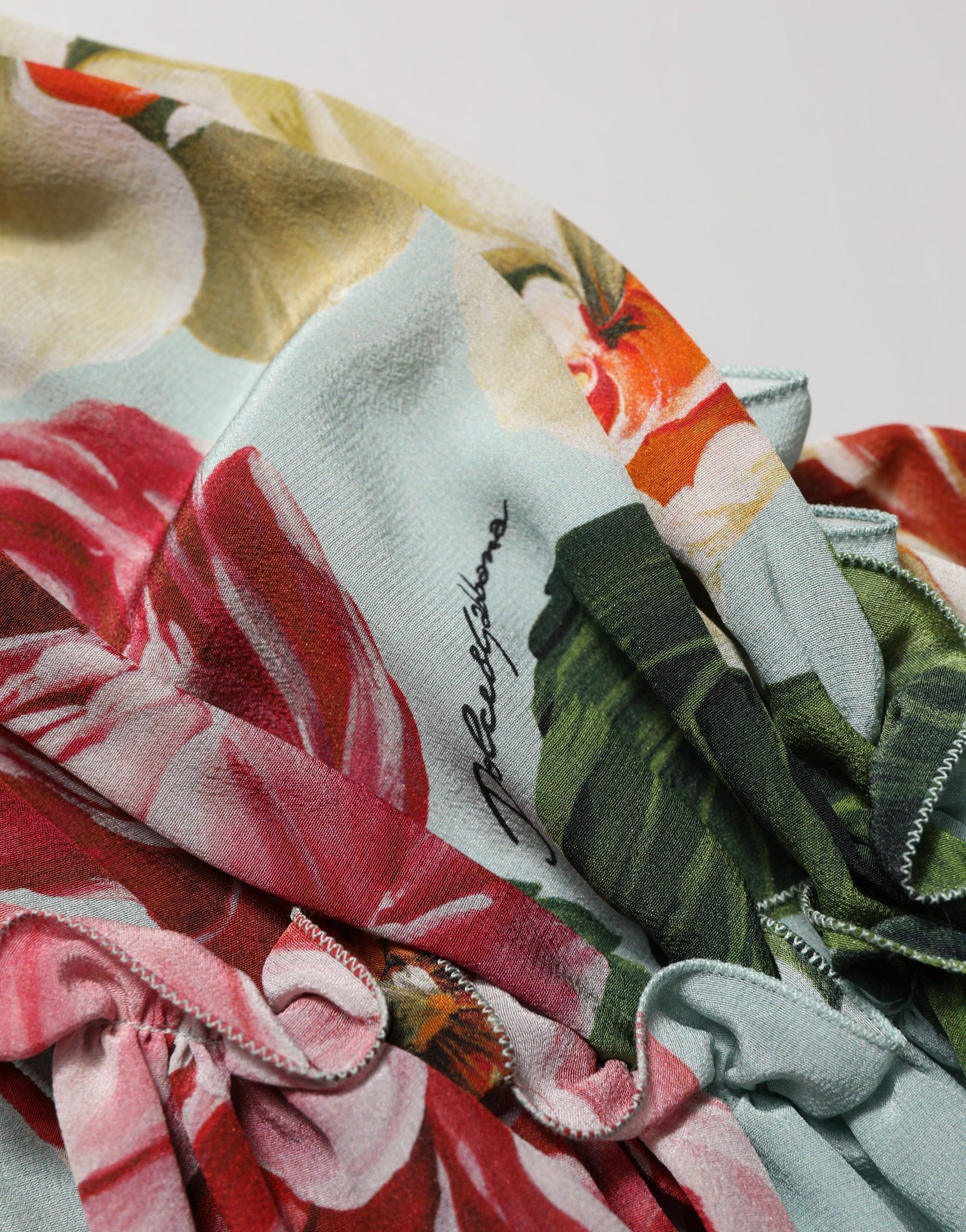 Dolce & Gabbana Multicolor Floral Silk Cropped Shirt Top | Regal Royce
