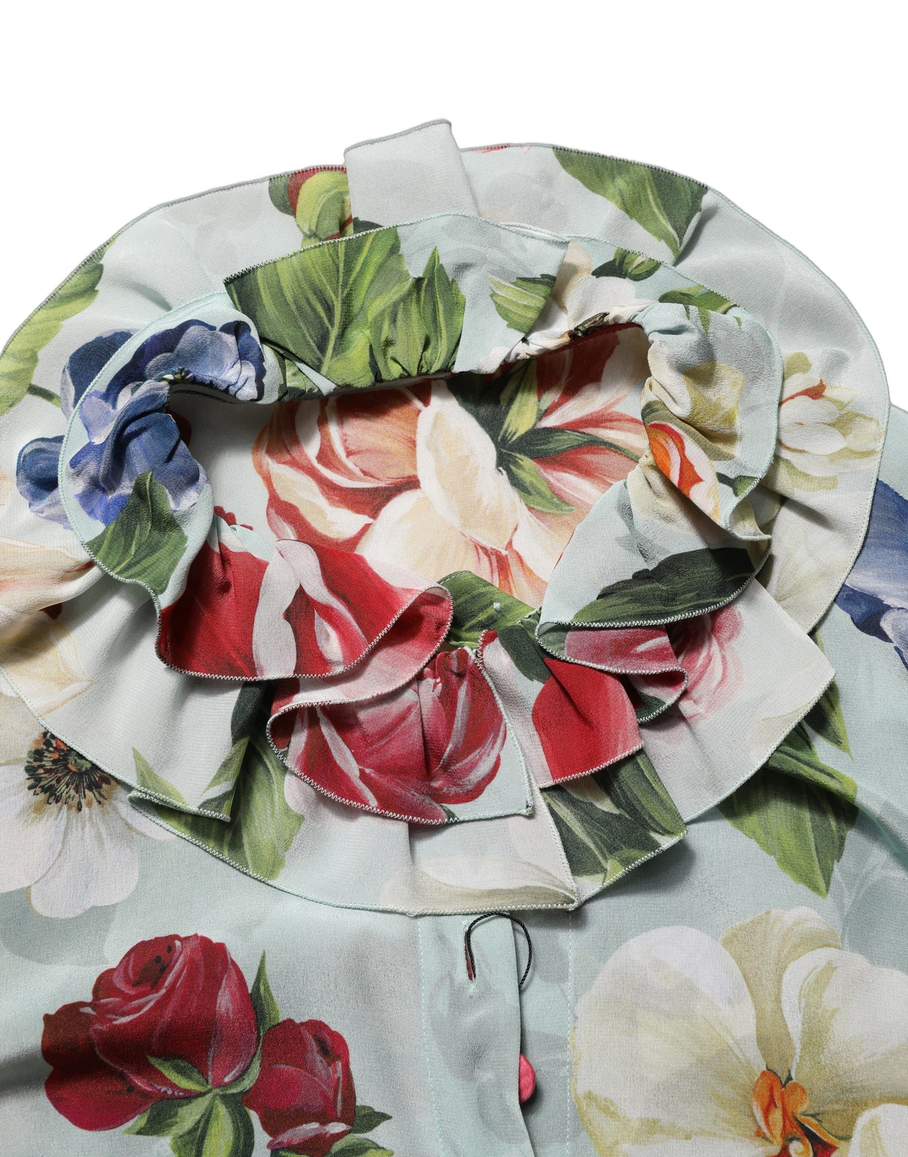 Dolce & Gabbana Multicolor Floral Silk Cropped Shirt Top | Regal Royce