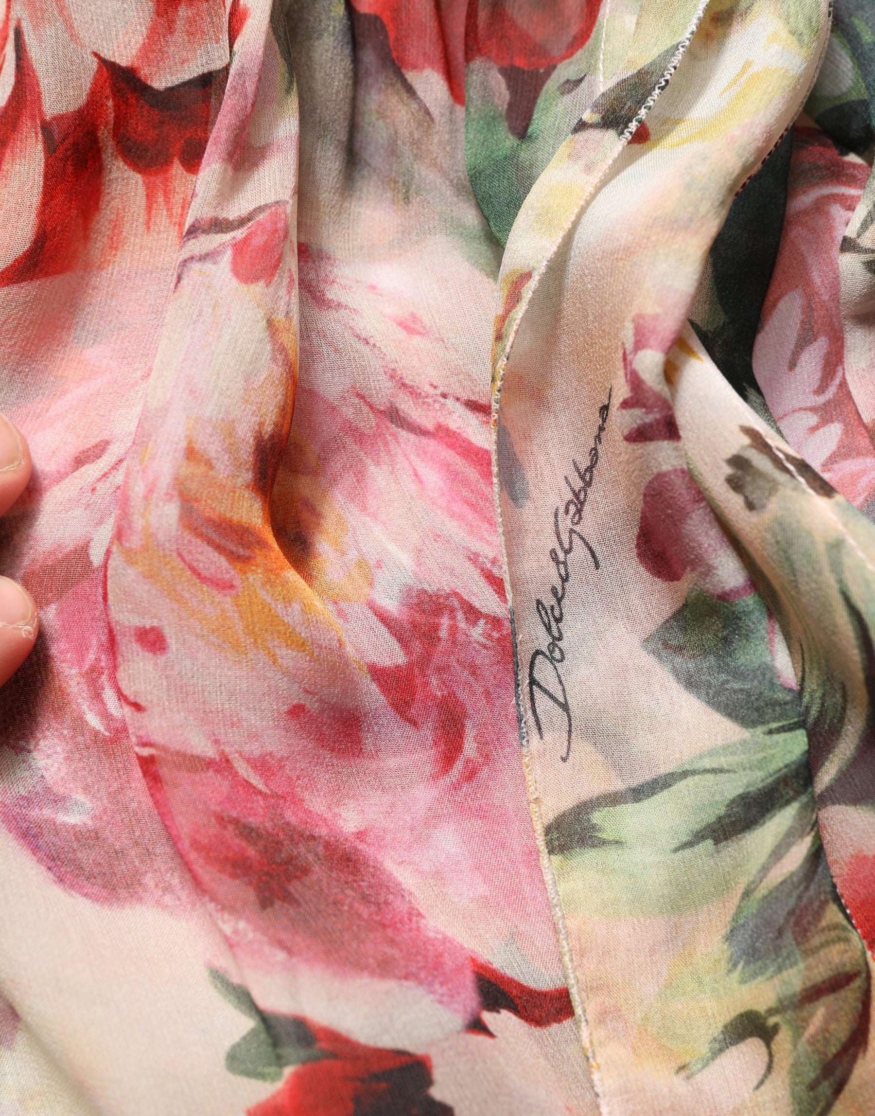 Dolce & Gabbana Multicolor Floral Tie-Neck Silk Chiffon Blouse Top | Regal Royce