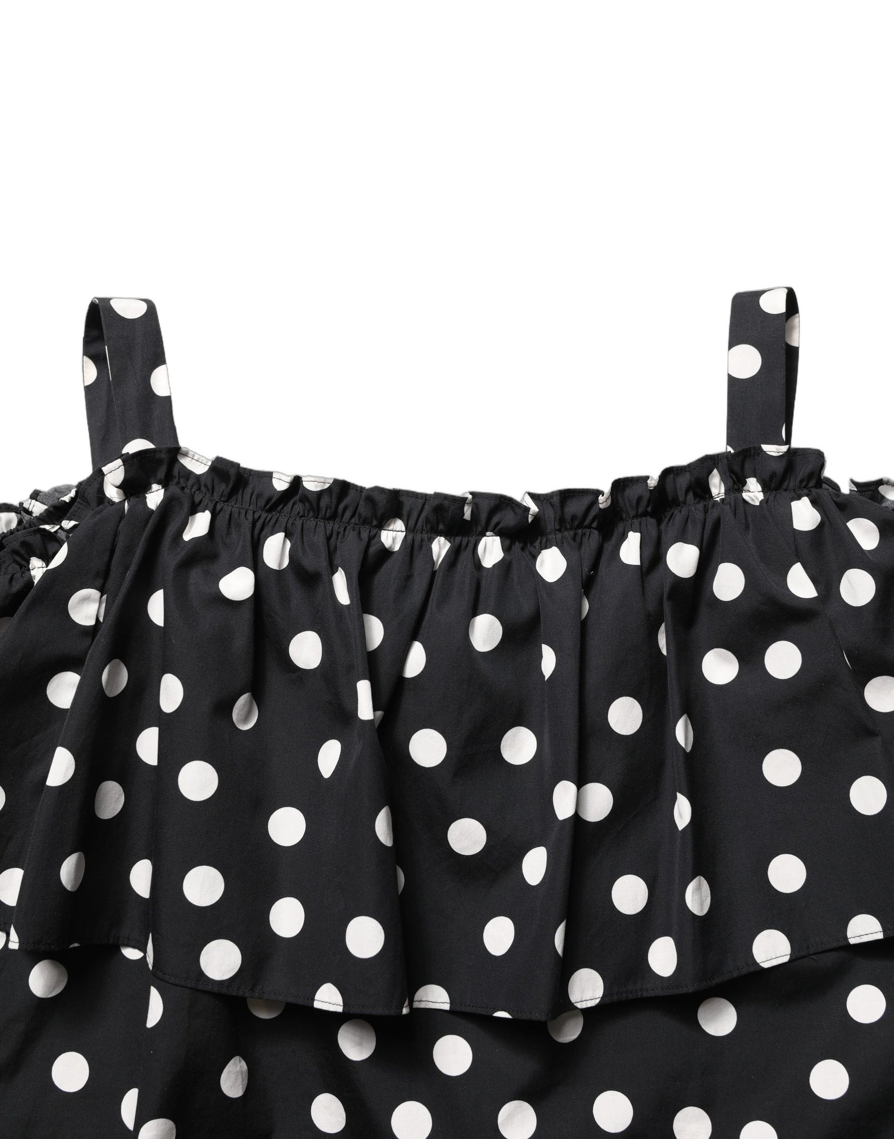 Dolce & Gabbana Black White Polka Dot Off Shoulder Top | Regal Royce