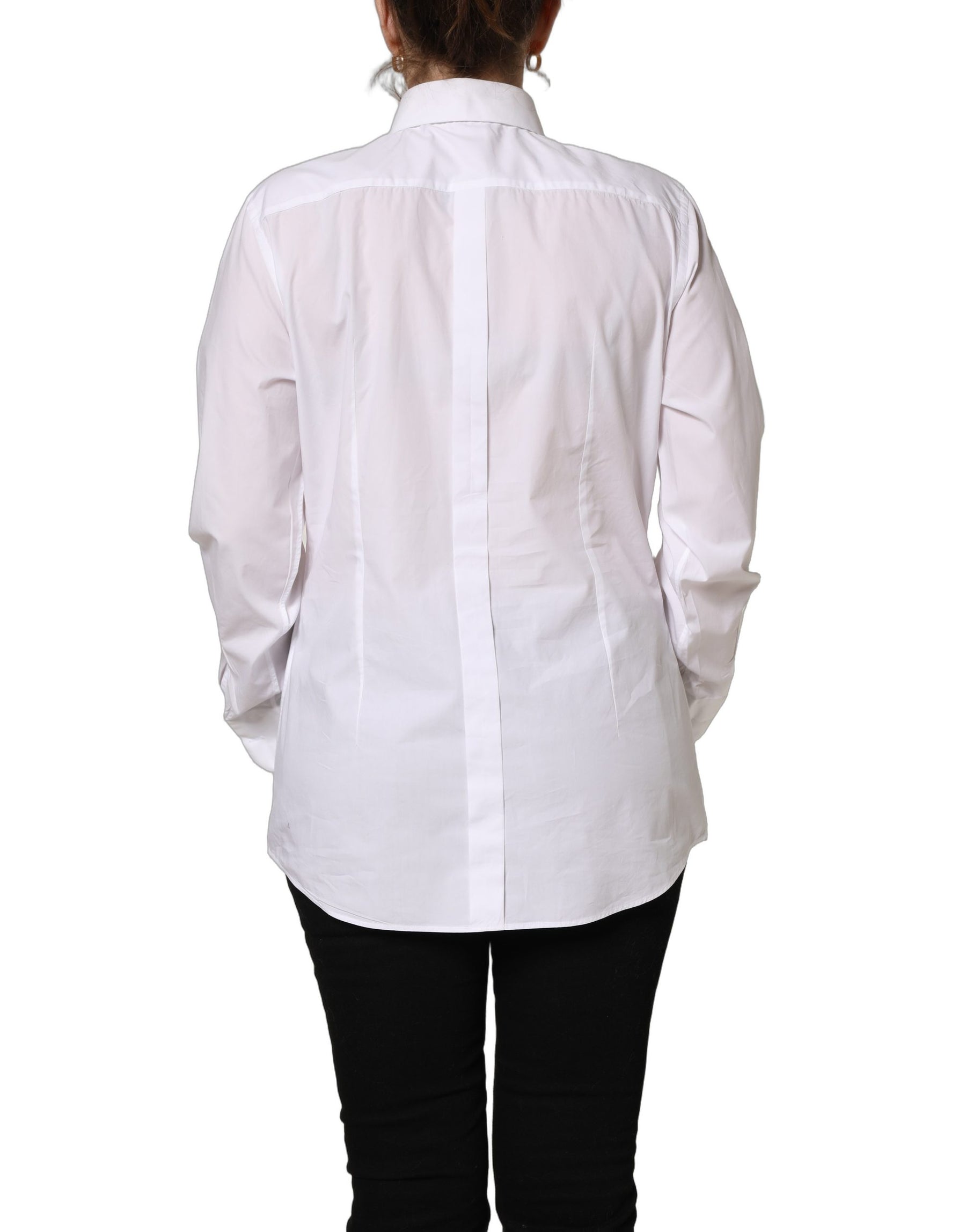 Dolce & Gabbana White Cotton Long Sleeve Button-Up Shirt Top | Regal Royce