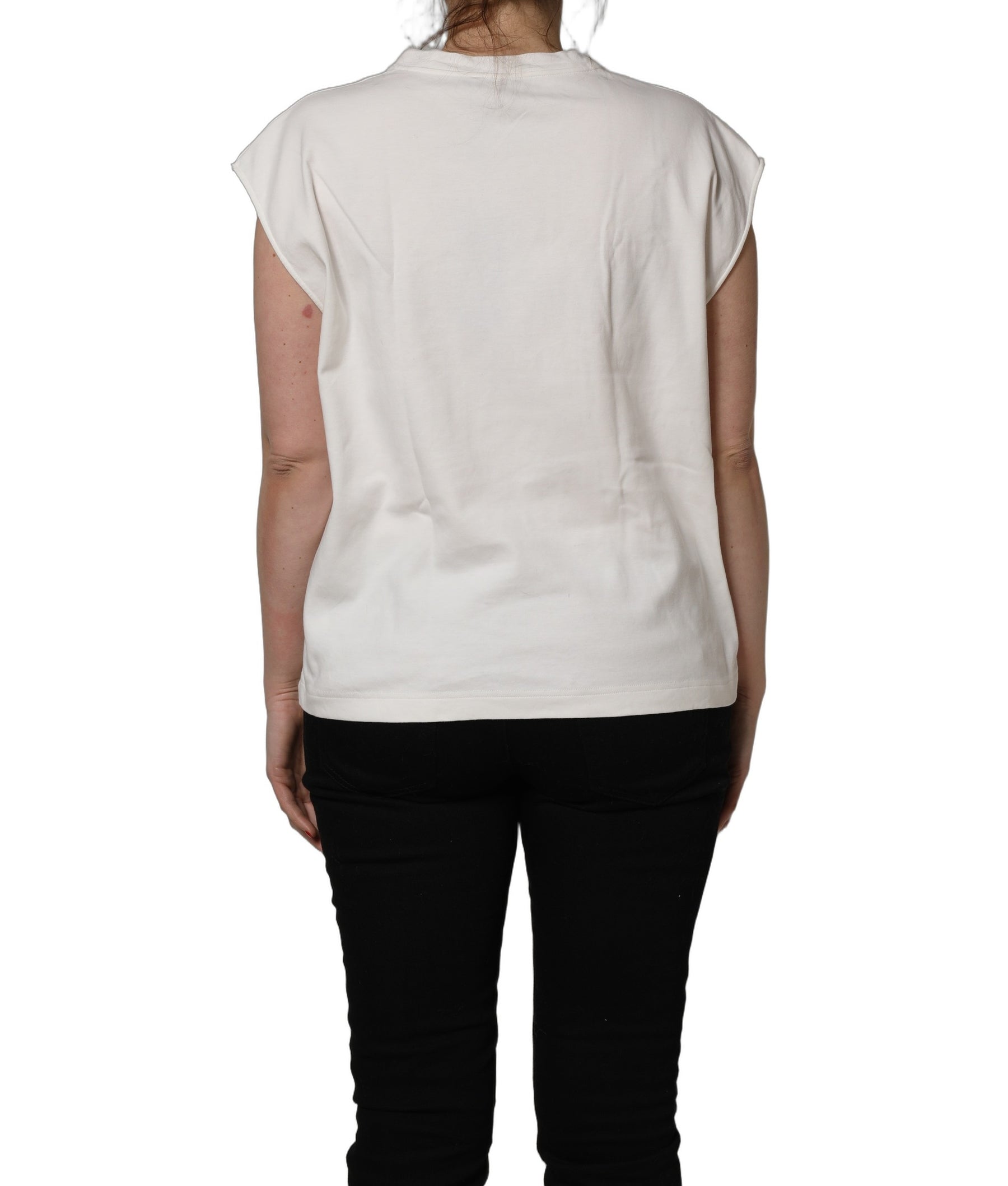 Dolce & Gabbana White Cotton Graphic Sleeveless Tank Top | Regal Royce