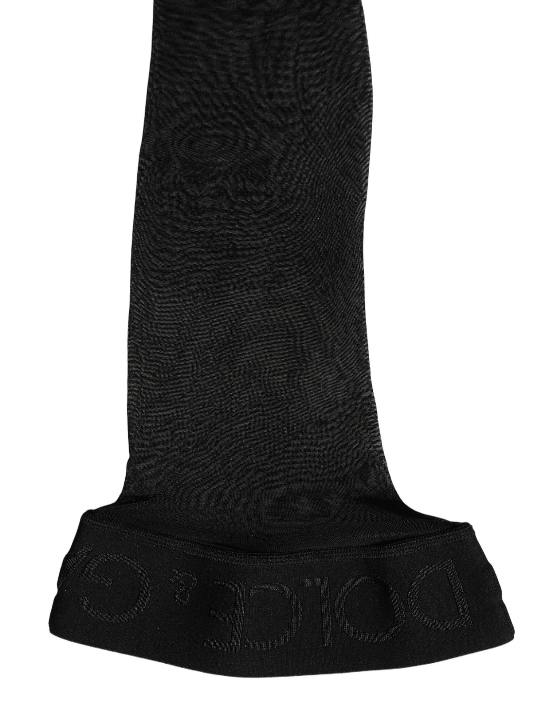 Dolce & Gabbana Black Sheer Nylon Thigh High Stockings Socks | Regal Royce