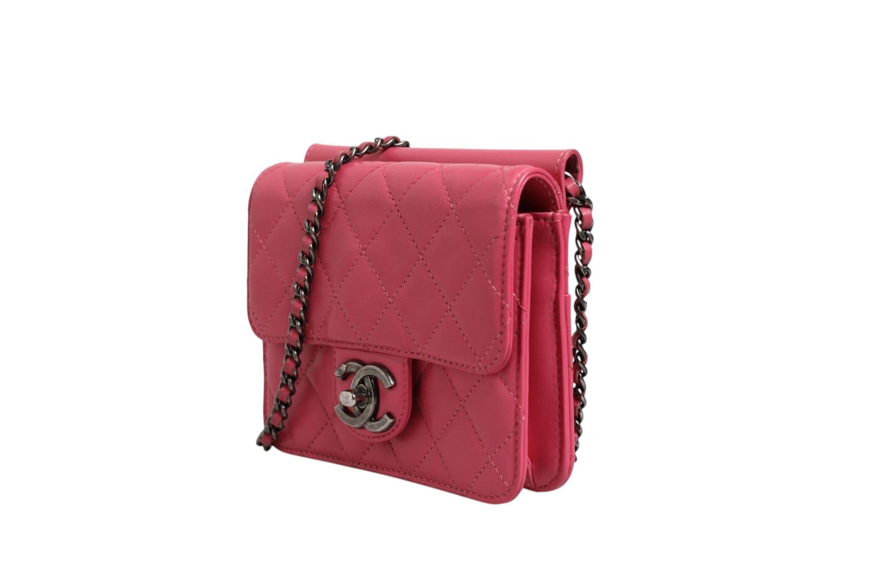 Chanel Pink Quilted Lambskin Leather Classic Square Mini Flap Bag | Regal Royce