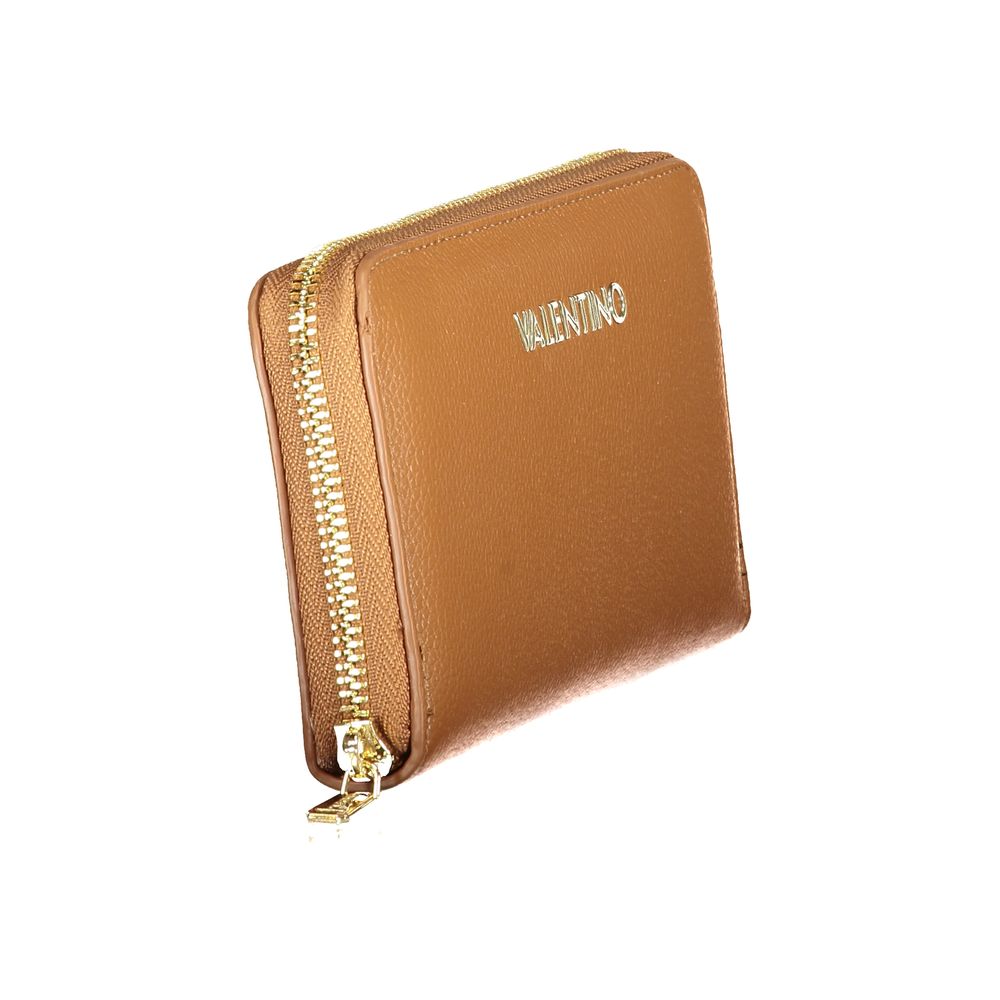 Mario Valentino Brown Polyurethane Women Wallet with Zip Closure | Regal Royce