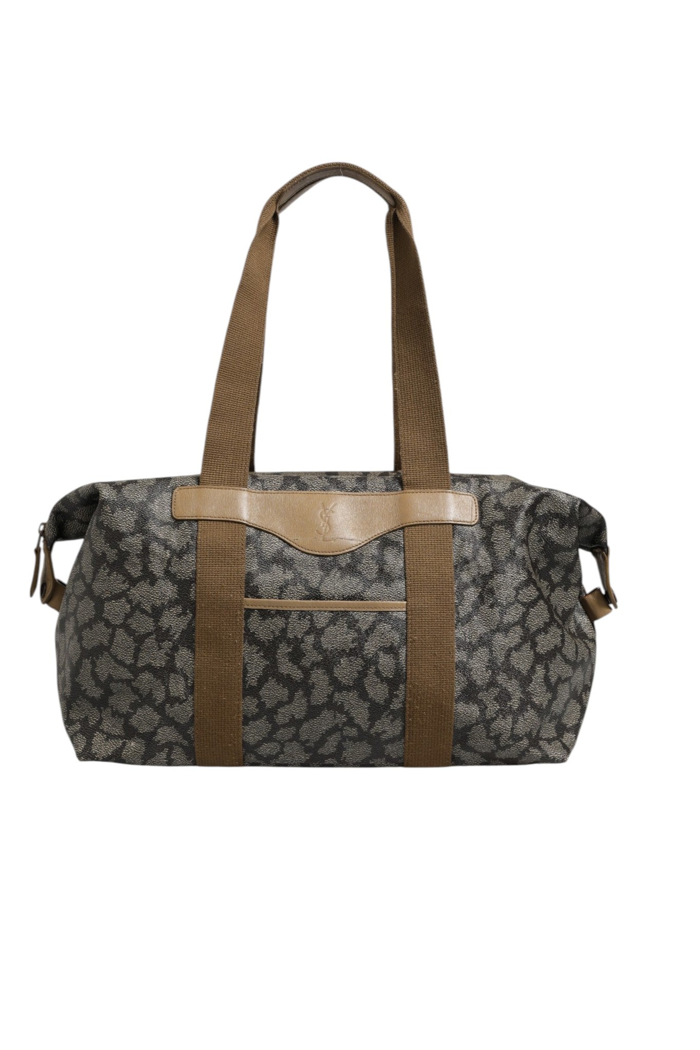 Saint Laurent Green and Brown Pattern Canvas Duffel Bag | Regal Royce