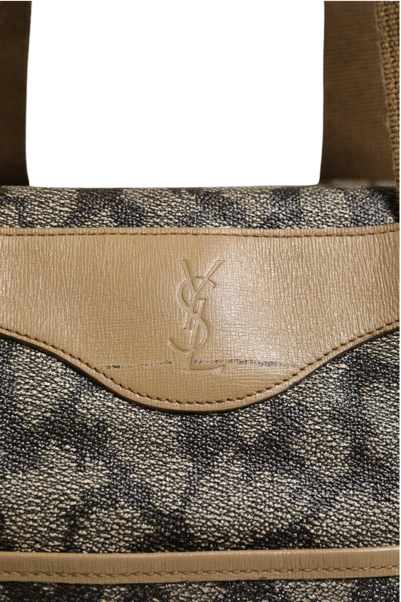 Saint Laurent Green and Brown Pattern Canvas Duffel Bag | Regal Royce