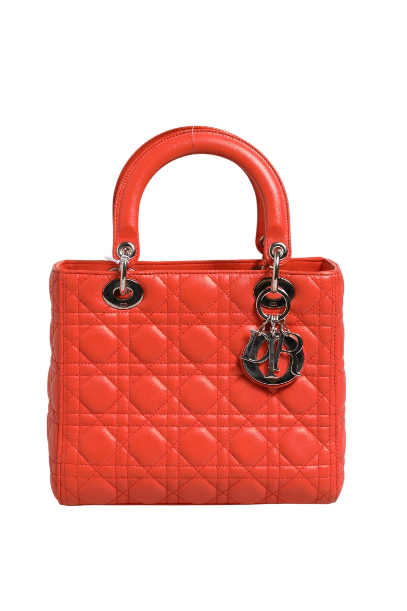 Christian Dior Orange Cannage Lambskin Leather Lady Dior Bag | Regal Royce