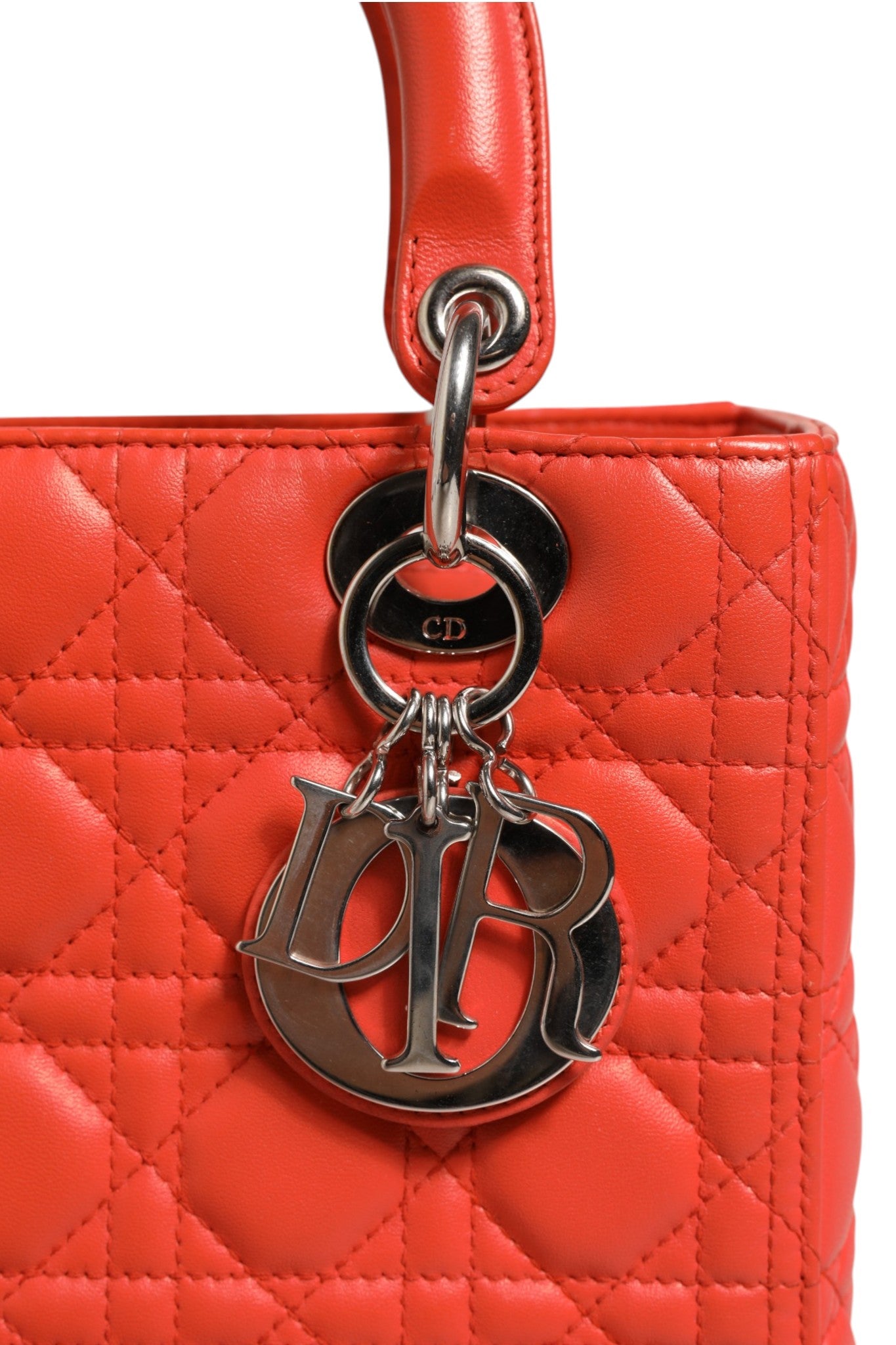 Christian Dior Orange Cannage Lambskin Leather Lady Dior Bag | Regal Royce