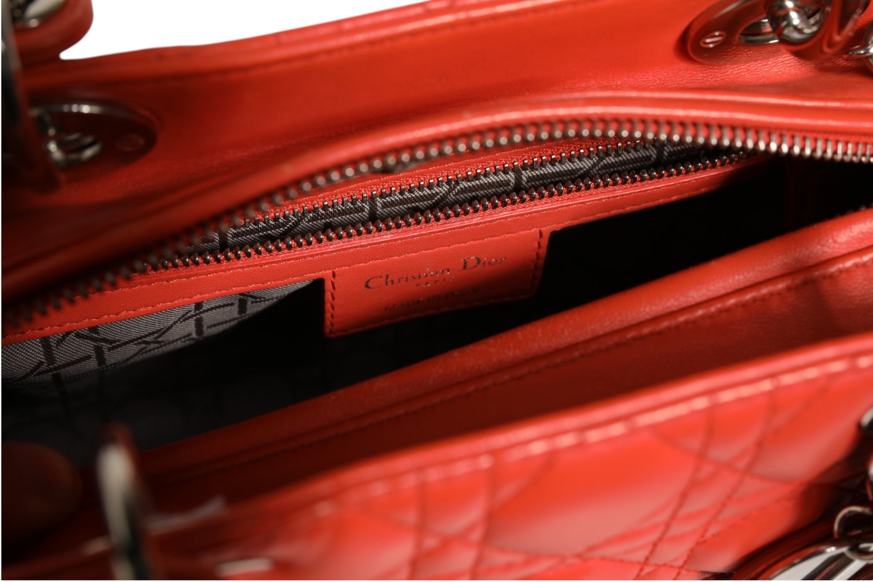Christian Dior Orange Cannage Lambskin Leather Lady Dior Bag | Regal Royce