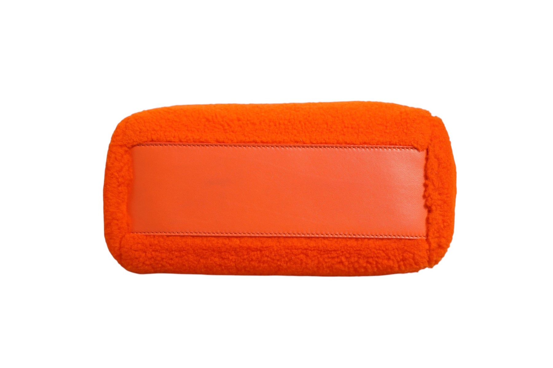Fendi Orange Leather and Shearling Mini Peekaboo Top Handle Bag | Regal Royce