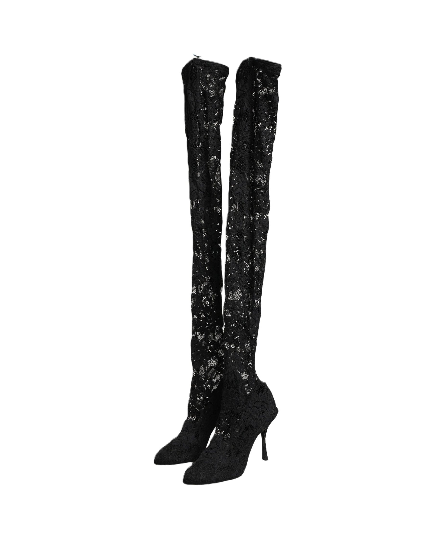 Dolce & Gabbana Black Taormina Lace Socks Boots Pumps Shoes | Regal Royce
