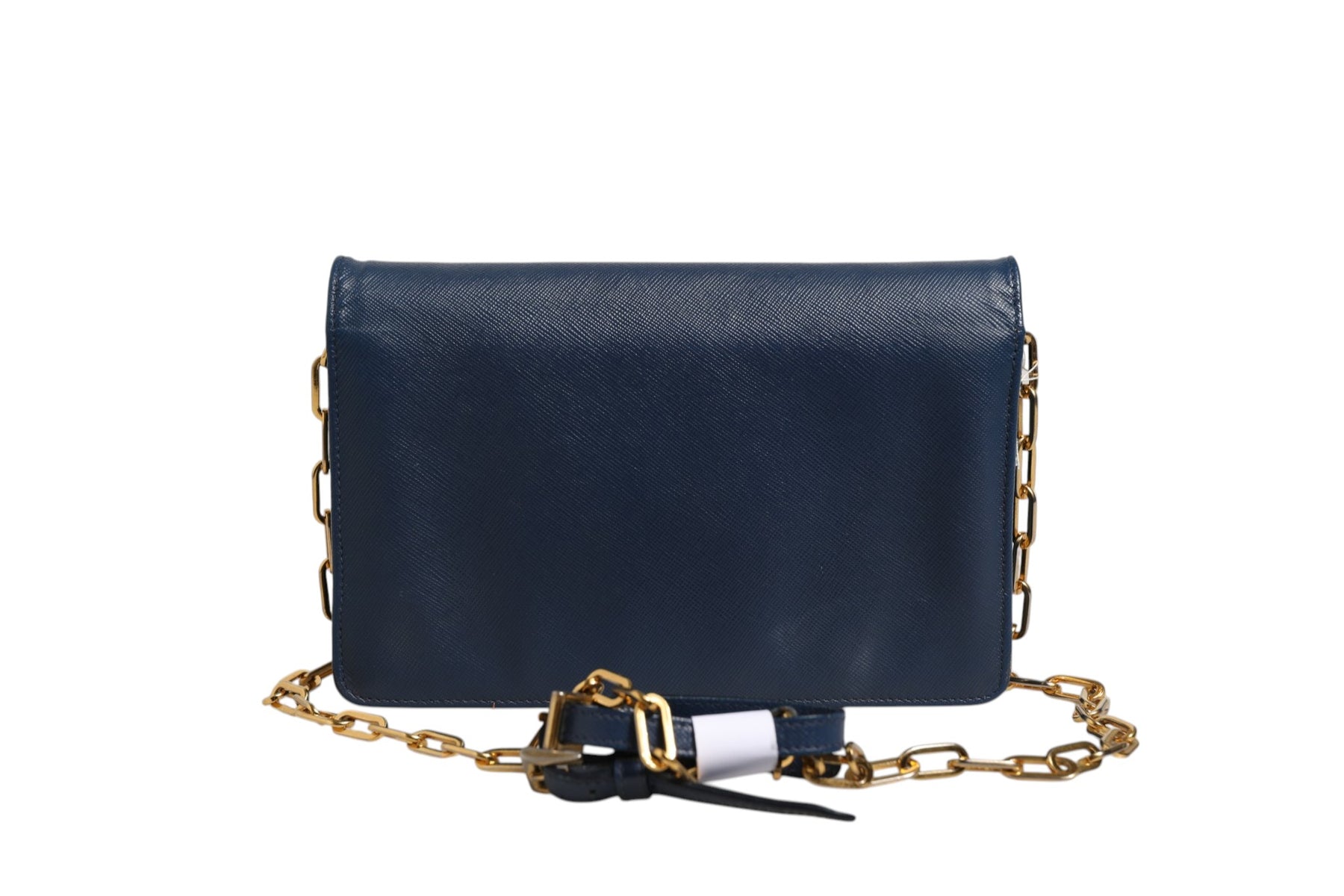 Prada Blue Saffiano Leather Wallet on Chain Clutch Bag | Regal Royce