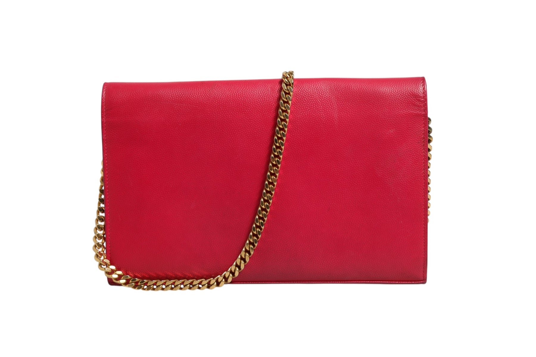 Saint Laurent Red Leather Monogram Wallet on Chain | Regal Royce