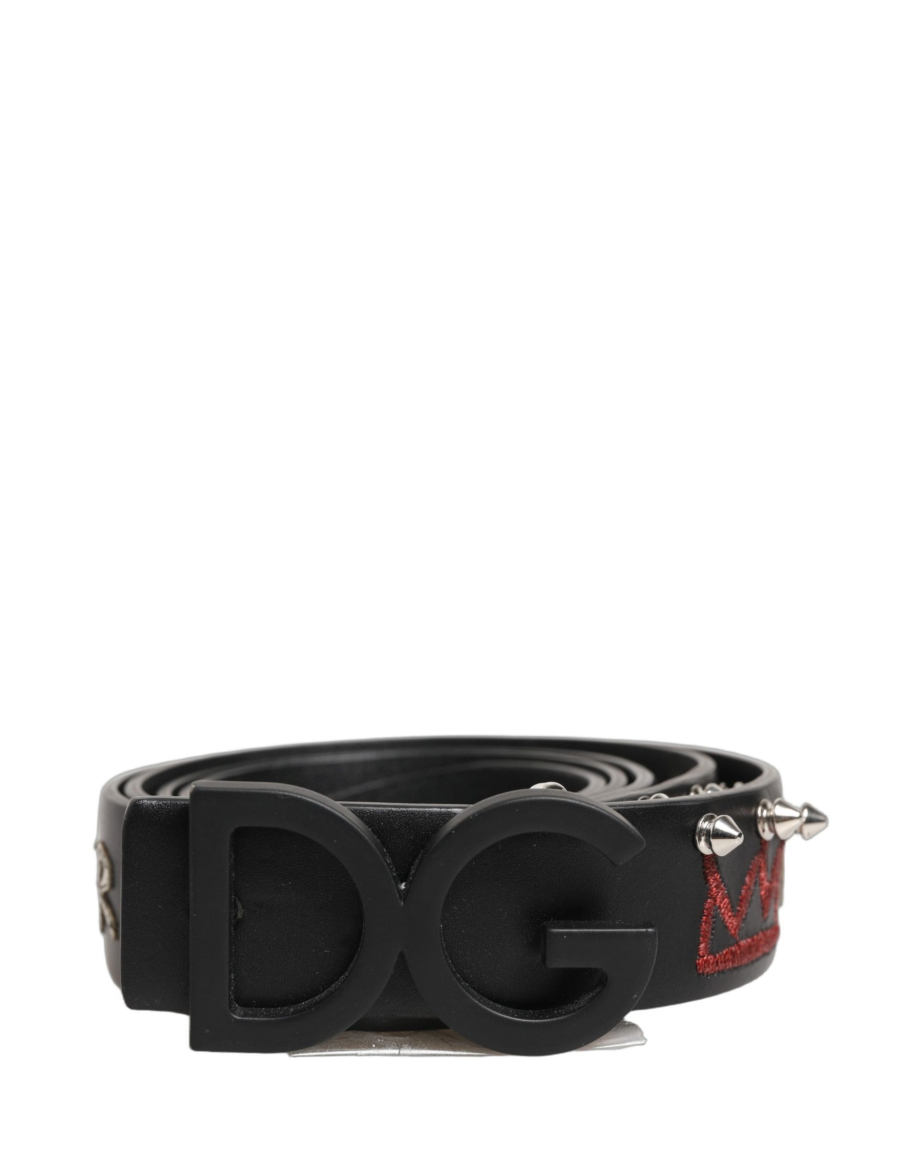 Dolce & Gabbana Black Leather Prince Crown Logo Buckle Belt | Regal Royce