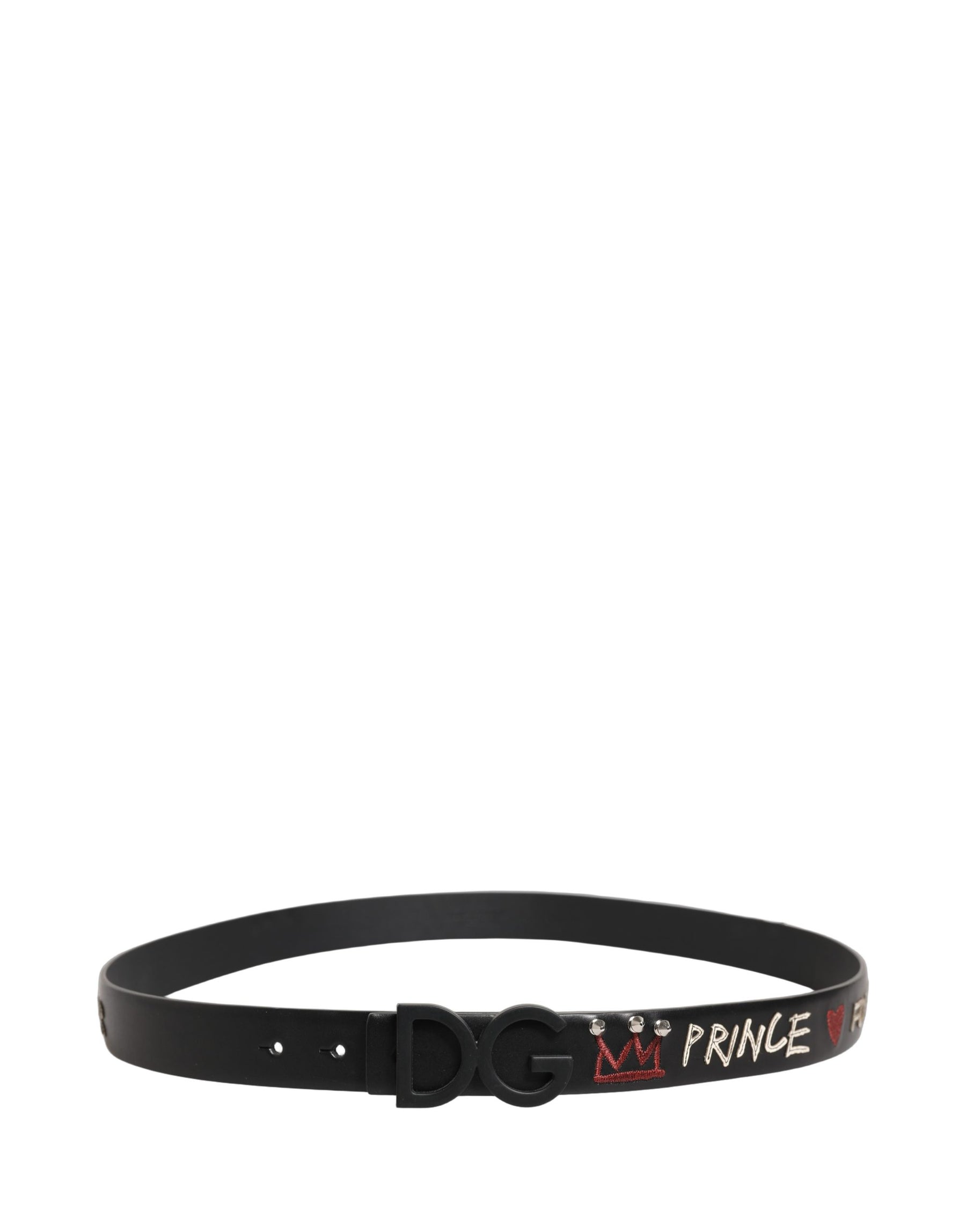 Dolce & Gabbana Black Leather Prince Crown Logo Buckle Belt | Regal Royce